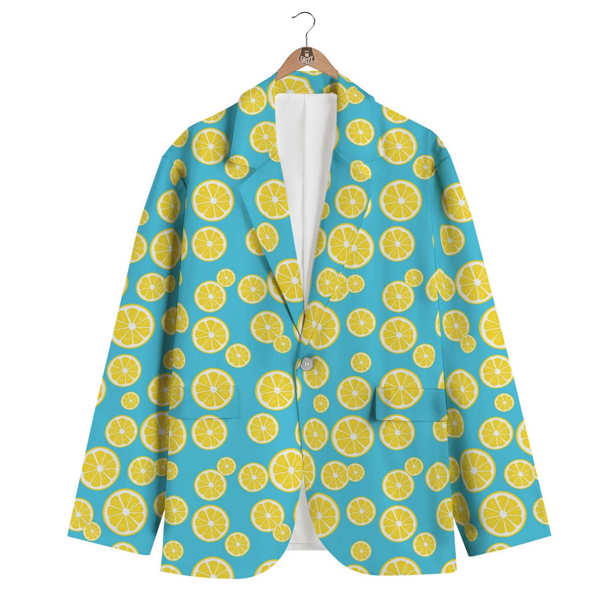 Lemon Slice Pattern Print Men's Blazer-grizzshop