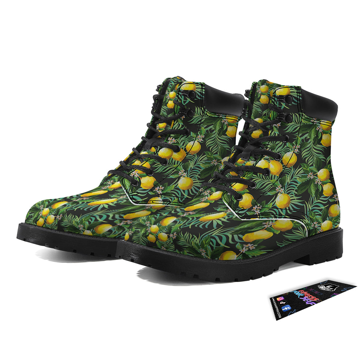 Lemon Tropical Print Pattern Boots-grizzshop