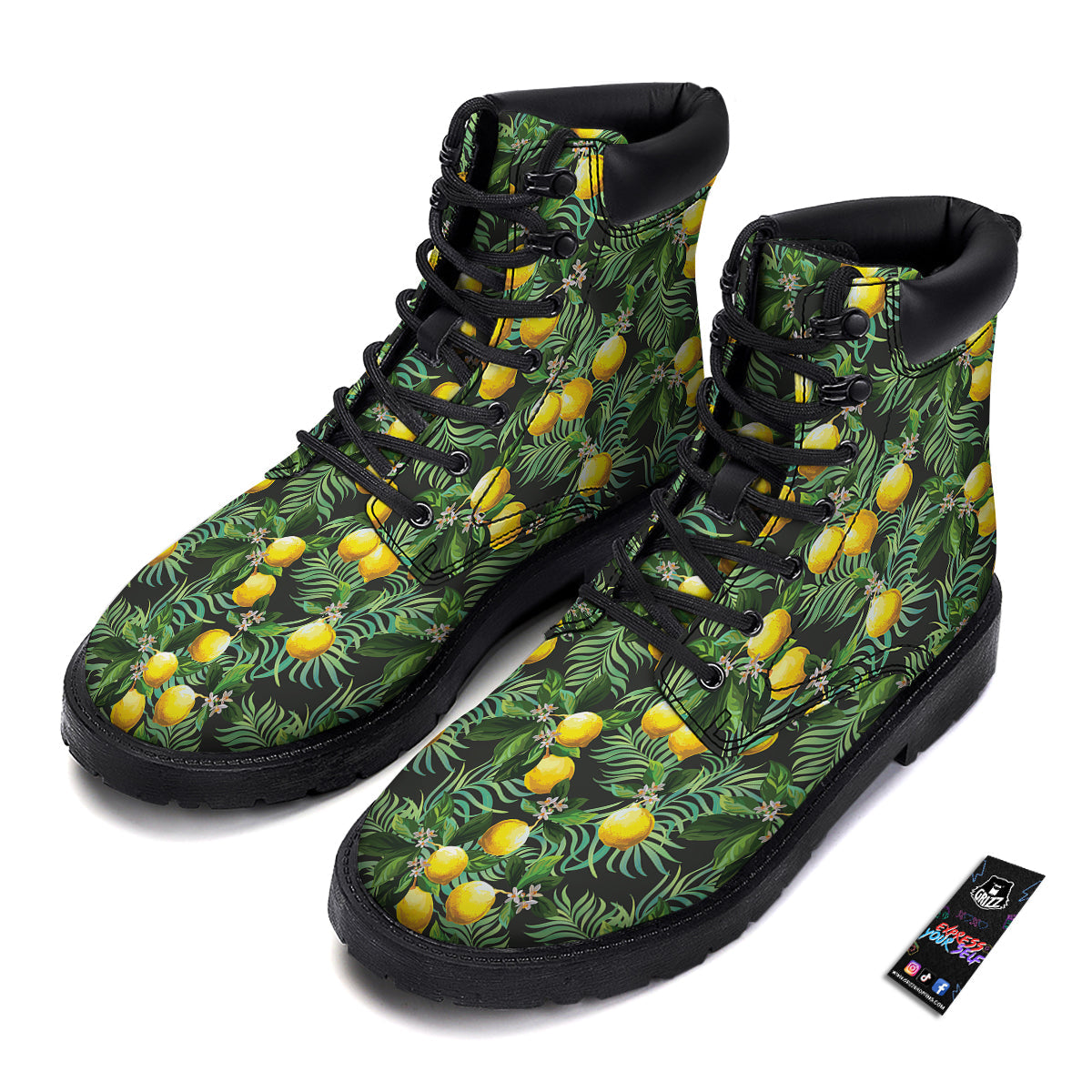 Lemon Tropical Print Pattern Boots-grizzshop
