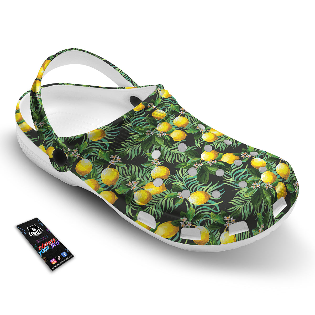 Lemon Tropical Print Pattern Clog-grizzshop