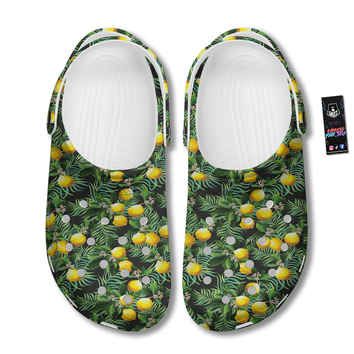 Lemon Tropical Print Pattern Clog-grizzshop