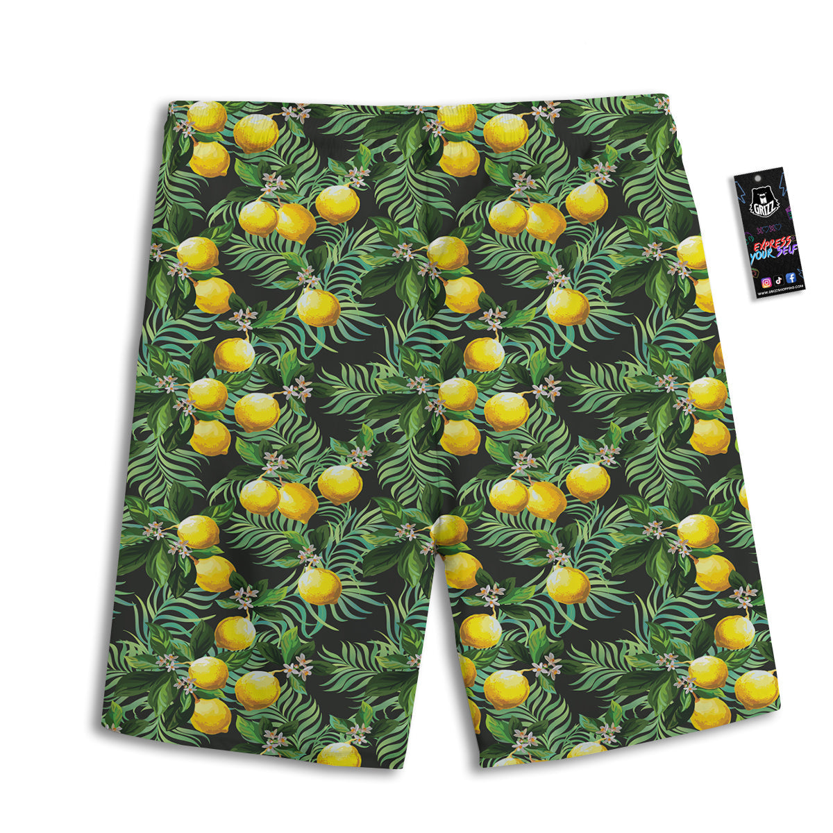 Lemon Tropical Print Pattern Men's Athletic Shorts-grizzshop