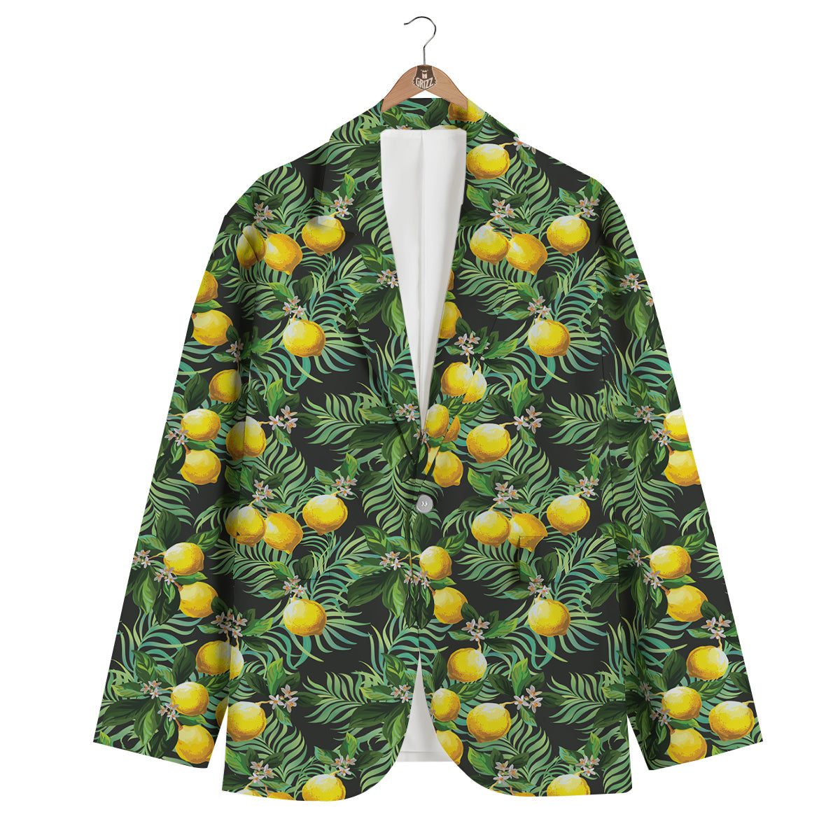 Lemon Tropical Print Pattern Men's Blazer-grizzshop