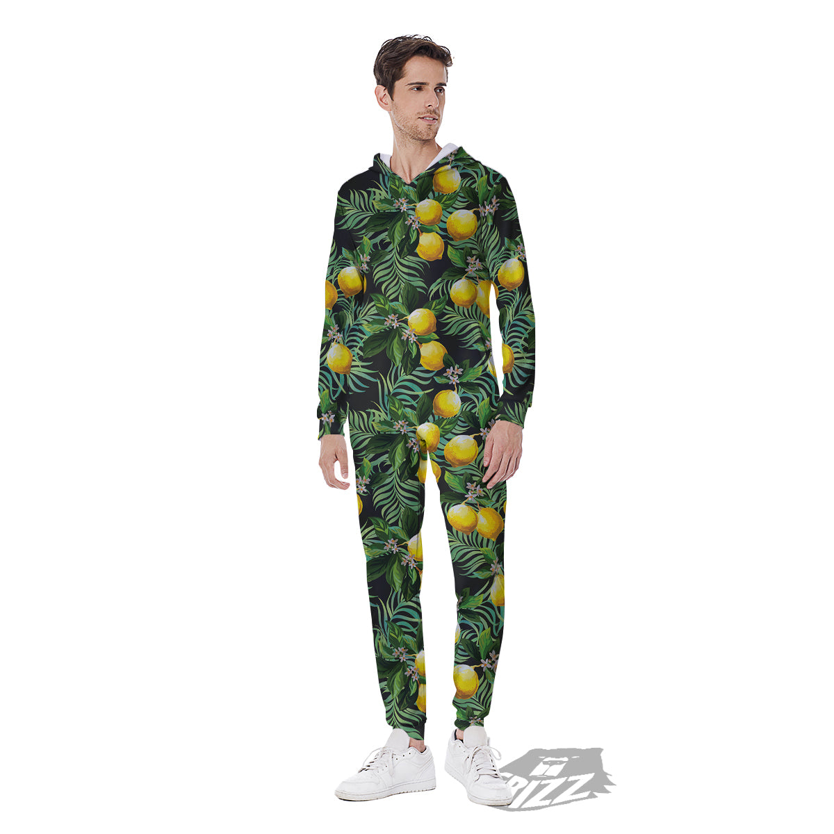 Lemon Tropical Print Pattern Men's Jumpsuit-grizzshop