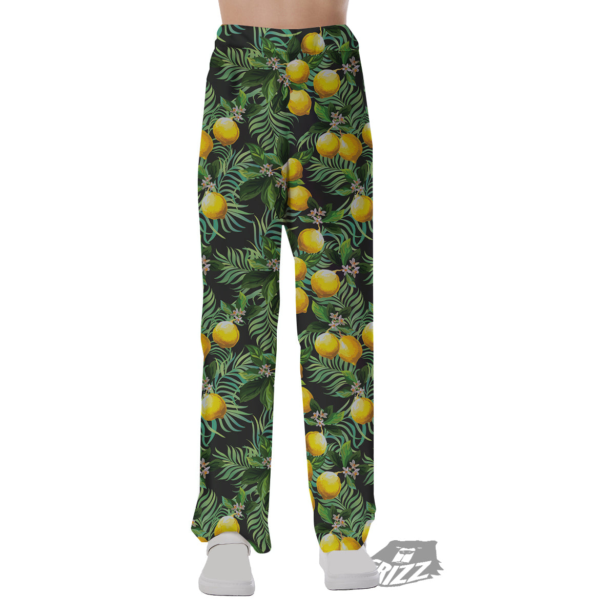 Lemon Tropical Print Pattern Pajama Pants-grizzshop