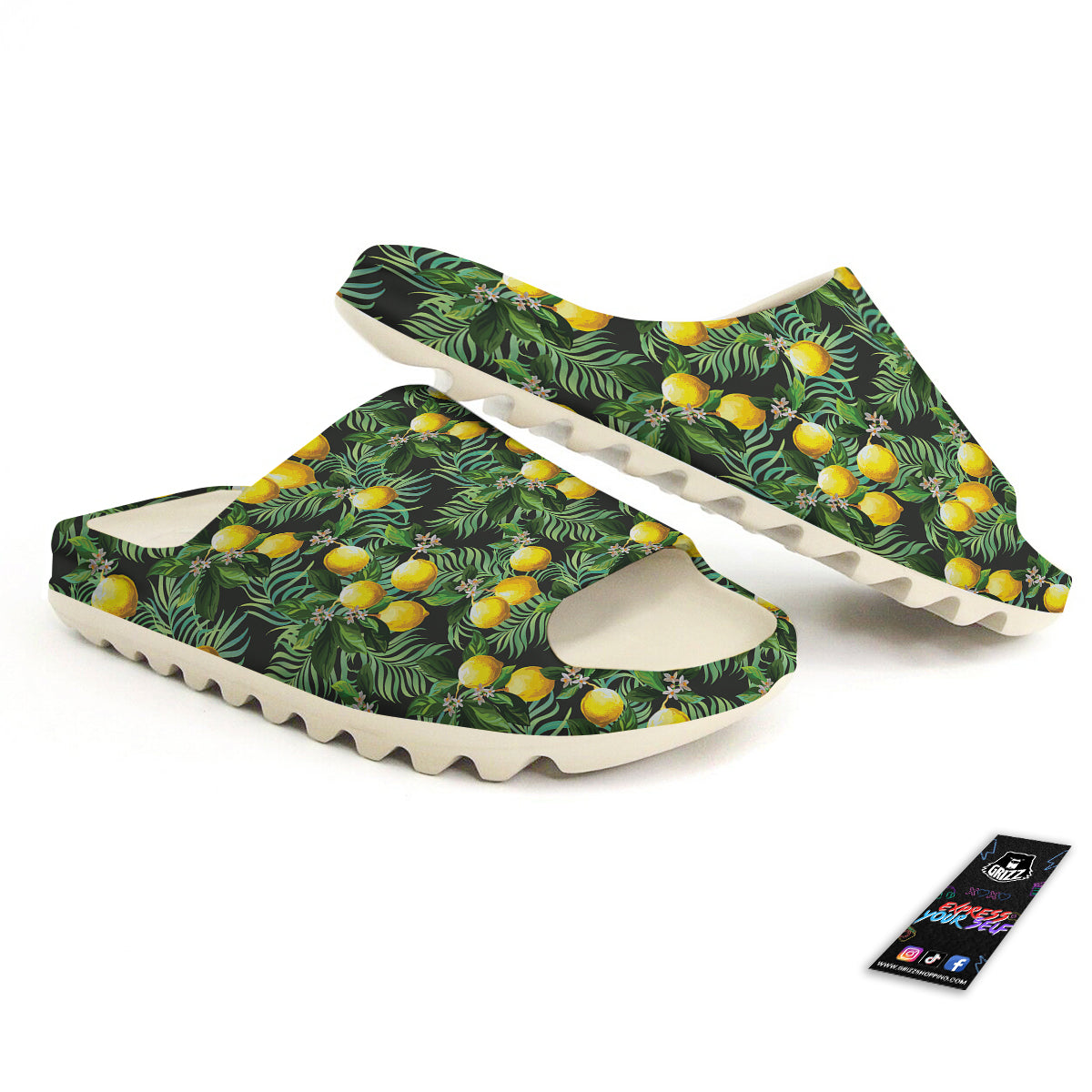Lemon Tropical Print Pattern Sandals-grizzshop
