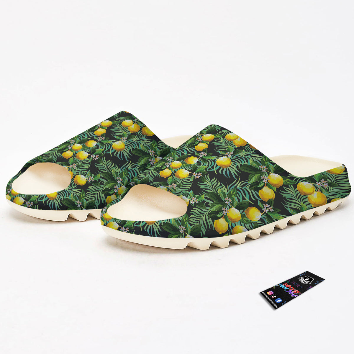 Lemon Tropical Print Pattern Sandals-grizzshop