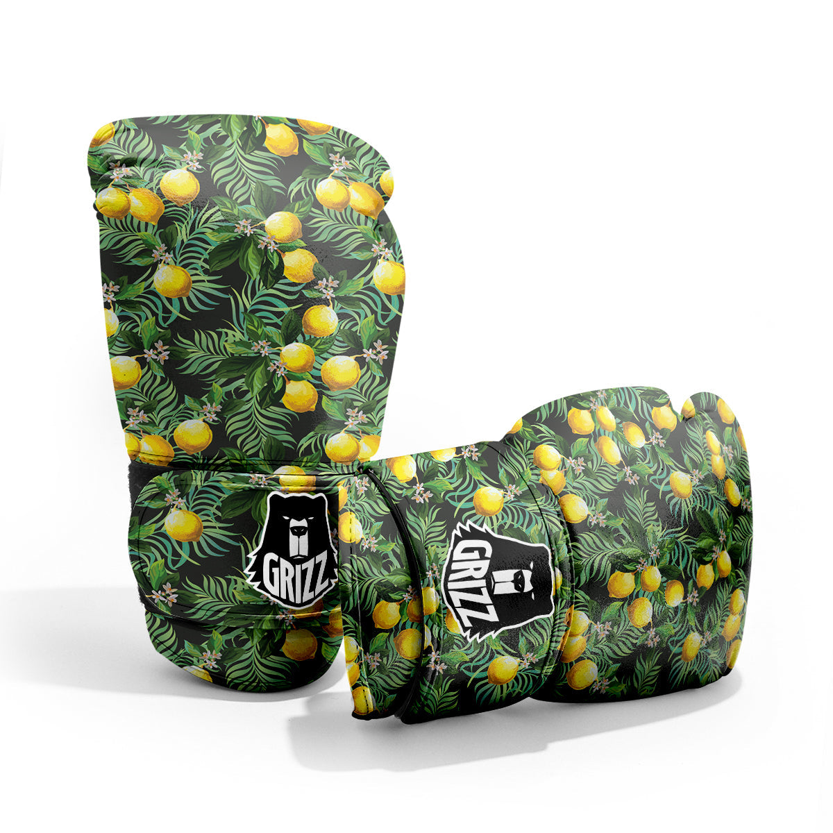 Lemon Tropical Print Pattern Sparring Gloves-grizzshop