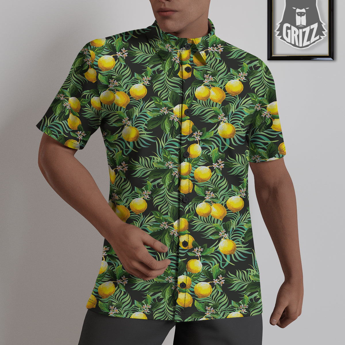 Lemon Tropical Print Pattern Untucked Shirts-grizzshop