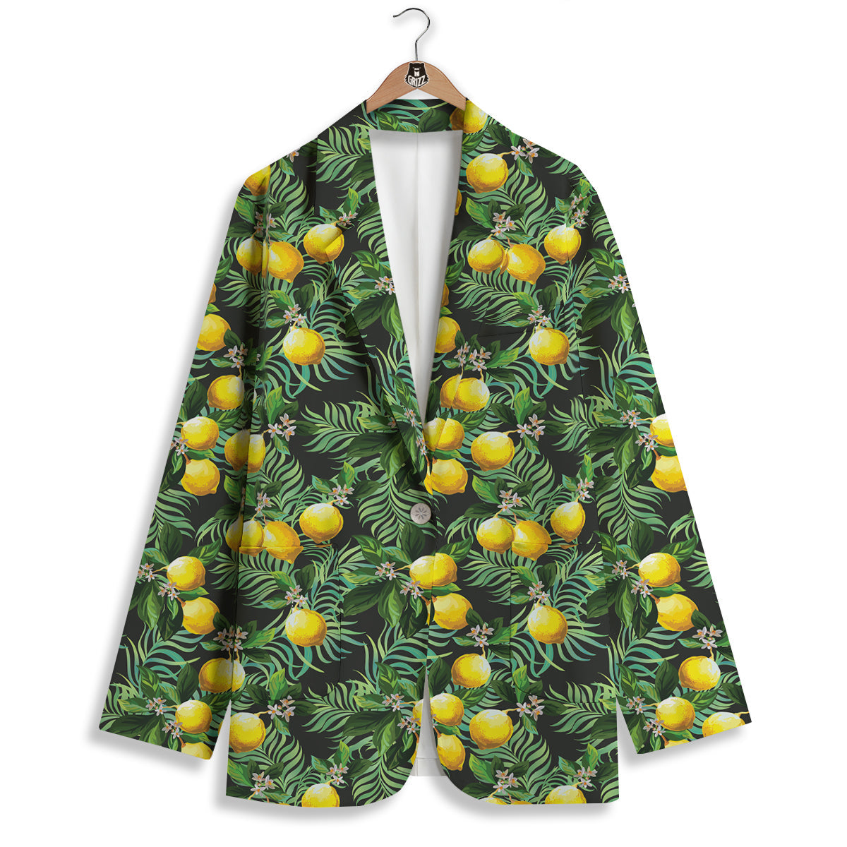 Lemon Tropical Print Pattern Women's Blazer-grizzshop