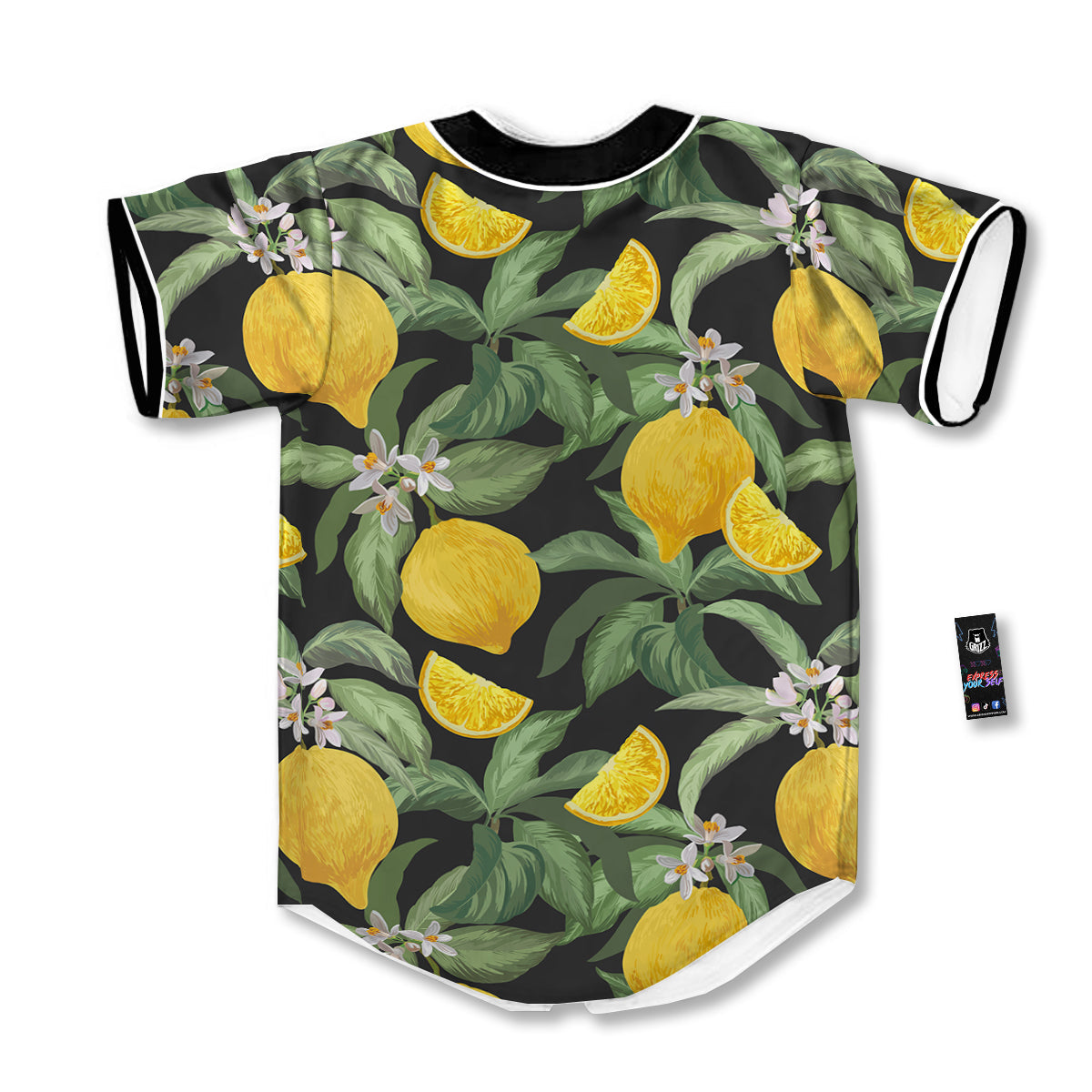 Lemon Yellow Print Pattern Baseball Jersey-grizzshop