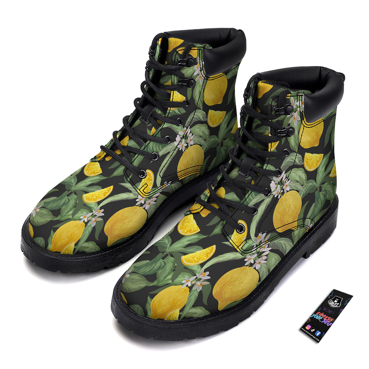 Lemon Yellow Print Pattern Boots-grizzshop