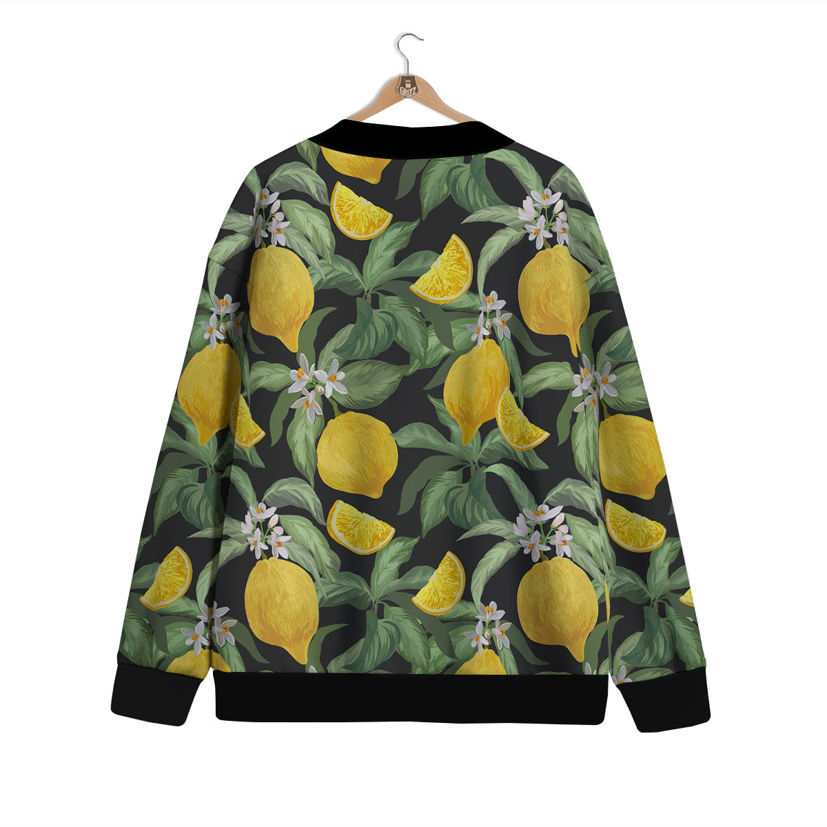 Lemon Yellow Print Pattern Cardigan-grizzshop