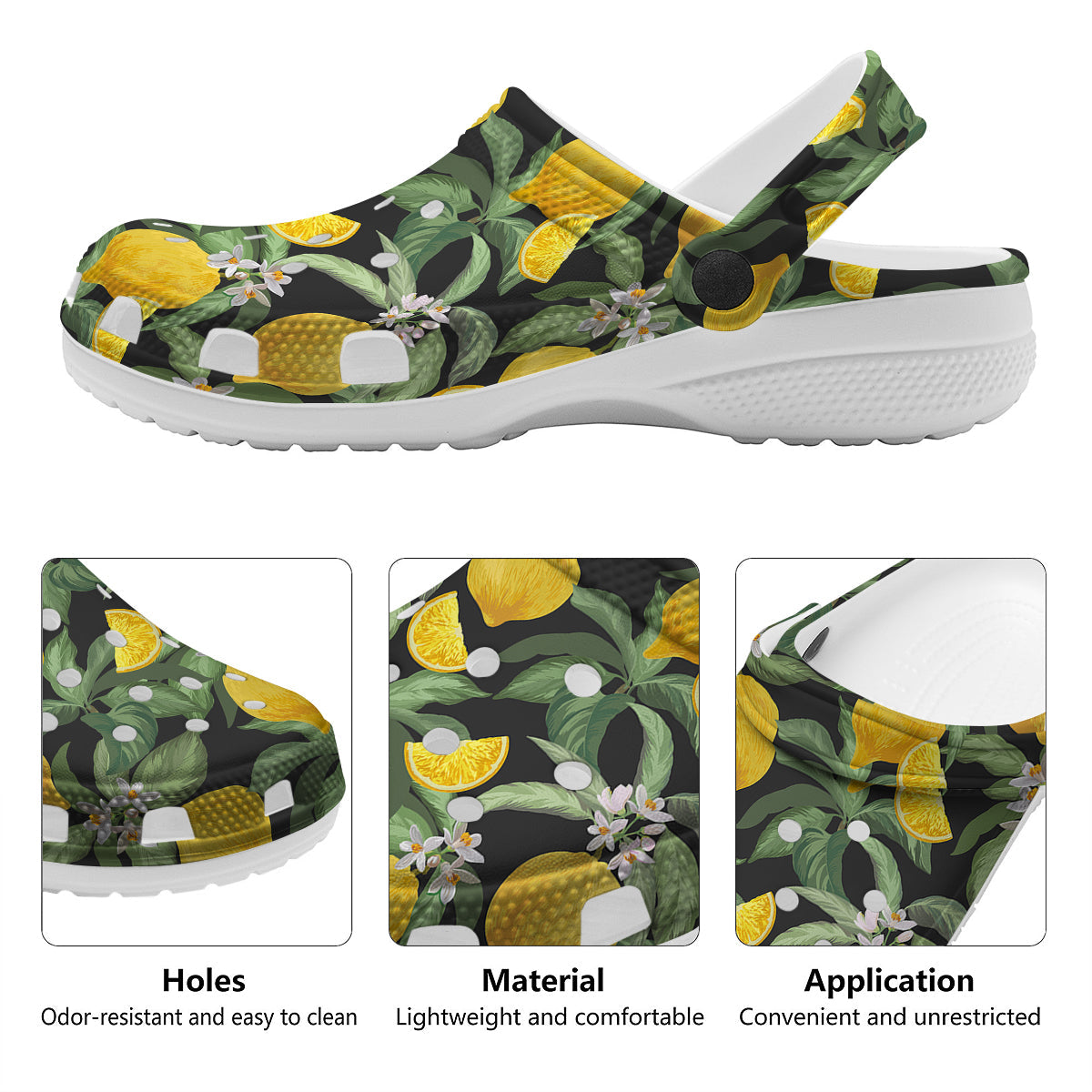 Lemon Yellow Print Pattern Clog-grizzshop
