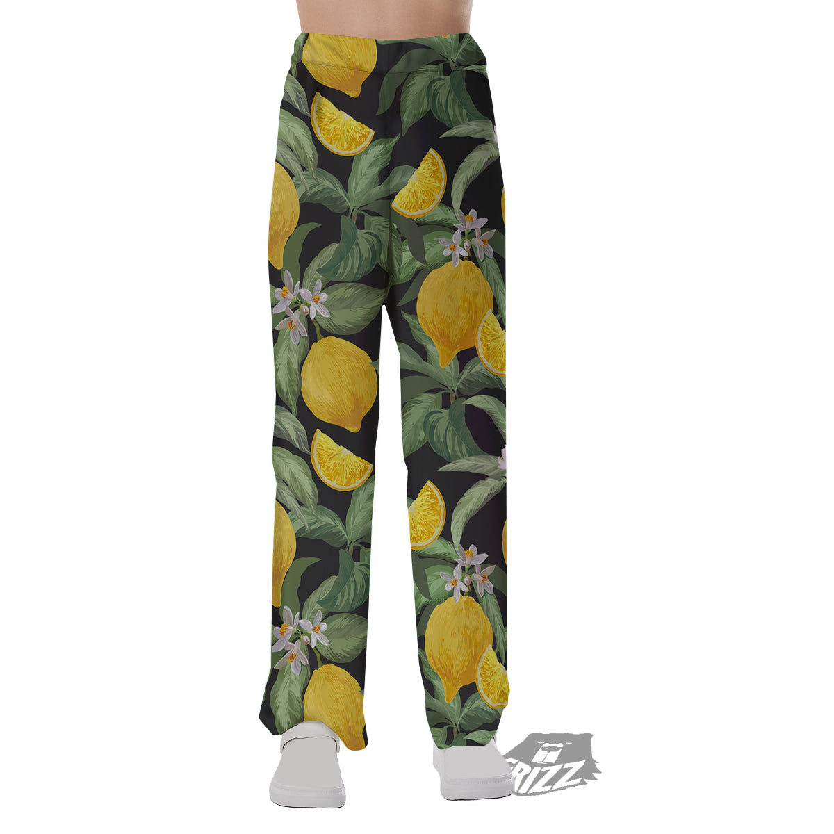 Lemon Yellow Print Pattern Pajama Pants-grizzshop