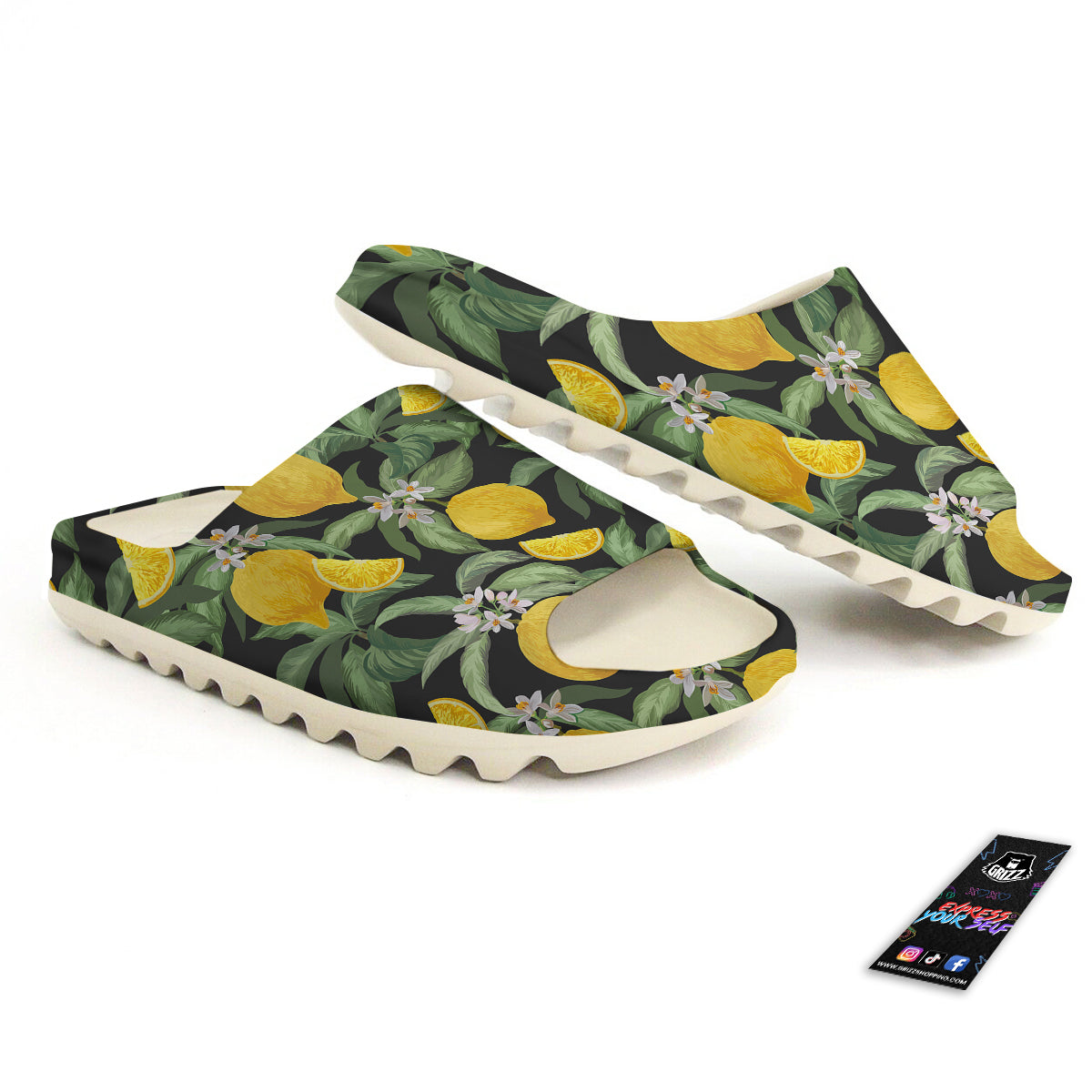 Lemon Yellow Print Pattern Sandals-grizzshop