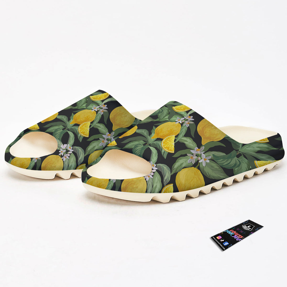 Lemon Yellow Print Pattern Sandals-grizzshop