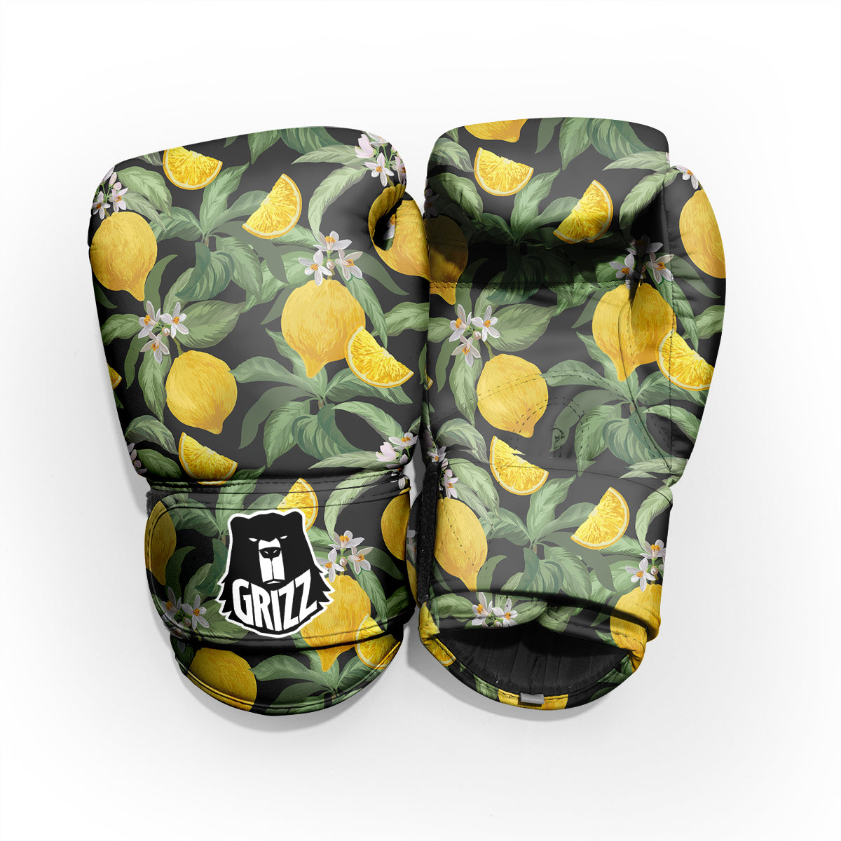 Lemon Yellow Print Pattern Sparring Gloves-grizzshop