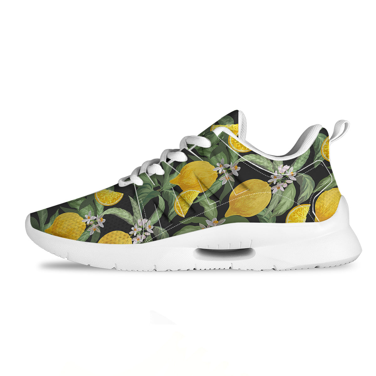 Lemon Yellow Print Pattern Tennis Shoes-grizzshop