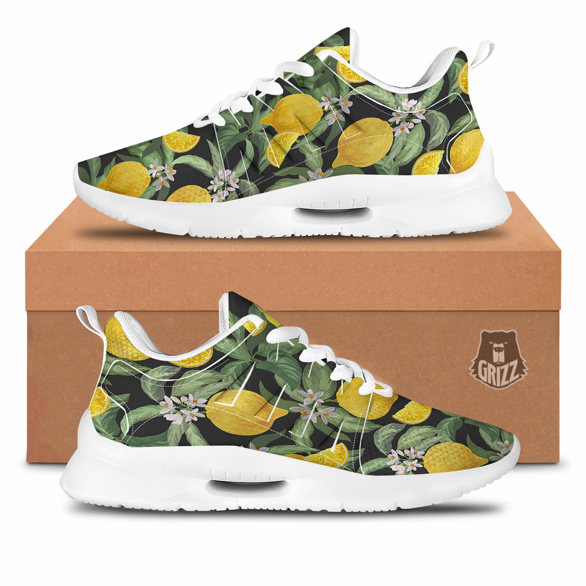 Lemon Yellow Print Pattern Tennis Shoes-grizzshop
