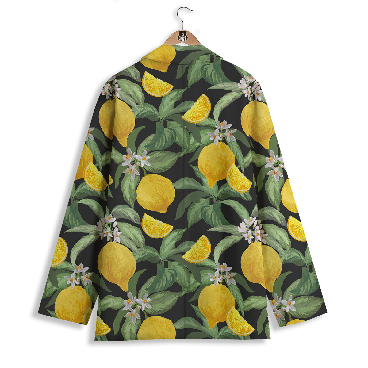 Lemon Yellow Print Pattern Women's Blazer-grizzshop