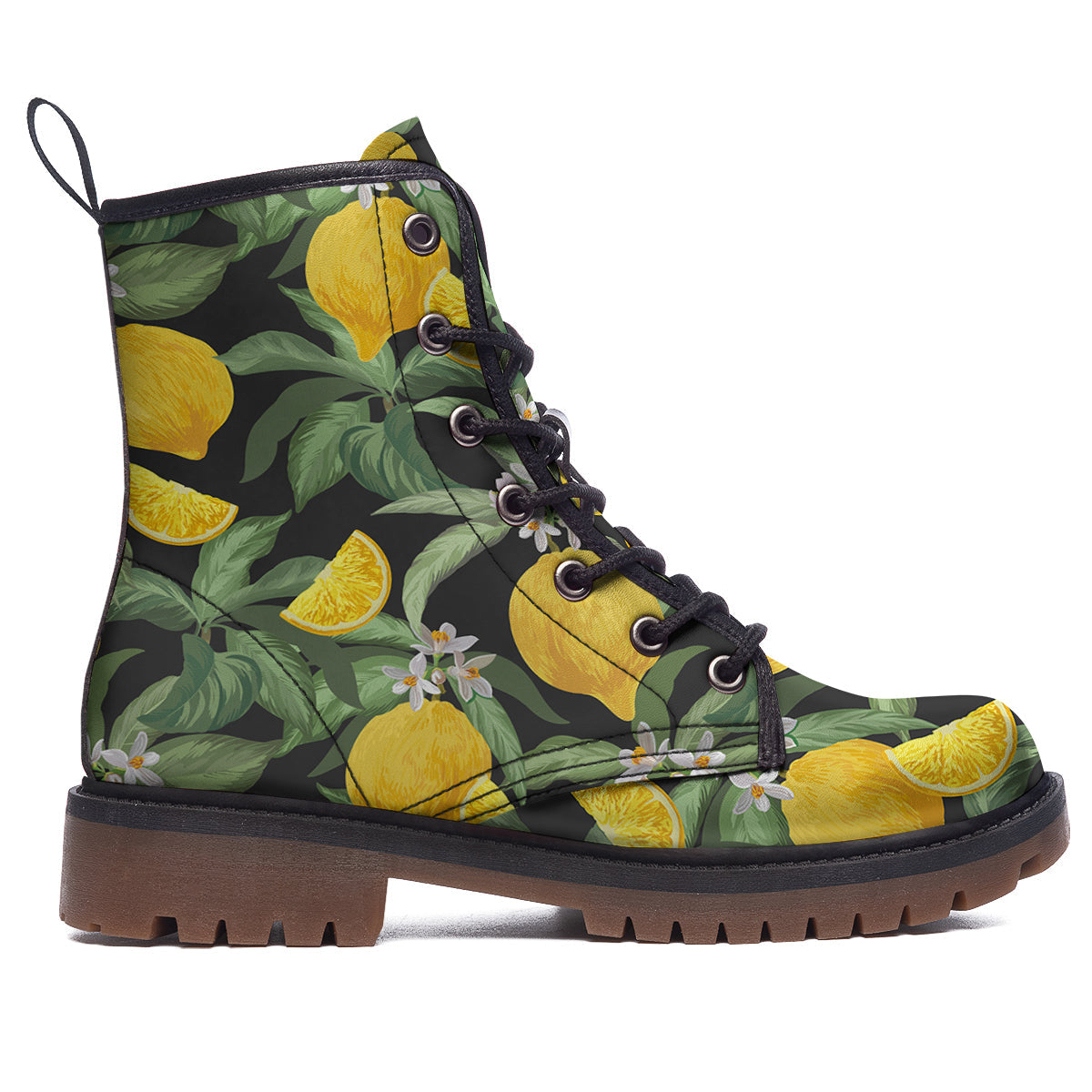 Lemon Yellow Print Pattern Work Boots-grizzshop