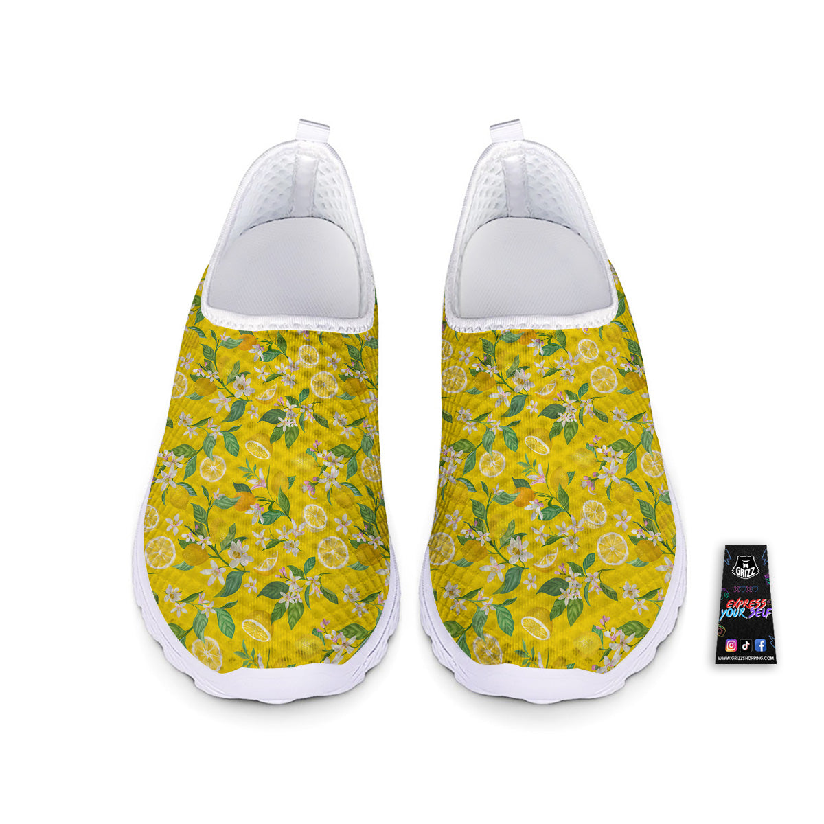 Lemon Yellow Topic Fruits Print Pattern Nurse Shoes-grizzshop
