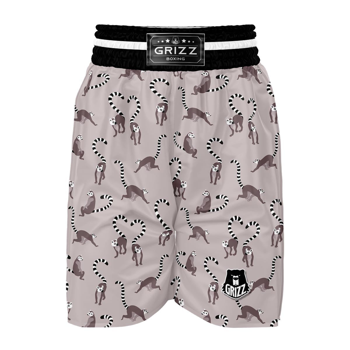 Lemur Pattern Print Boxing Shorts-grizzshop