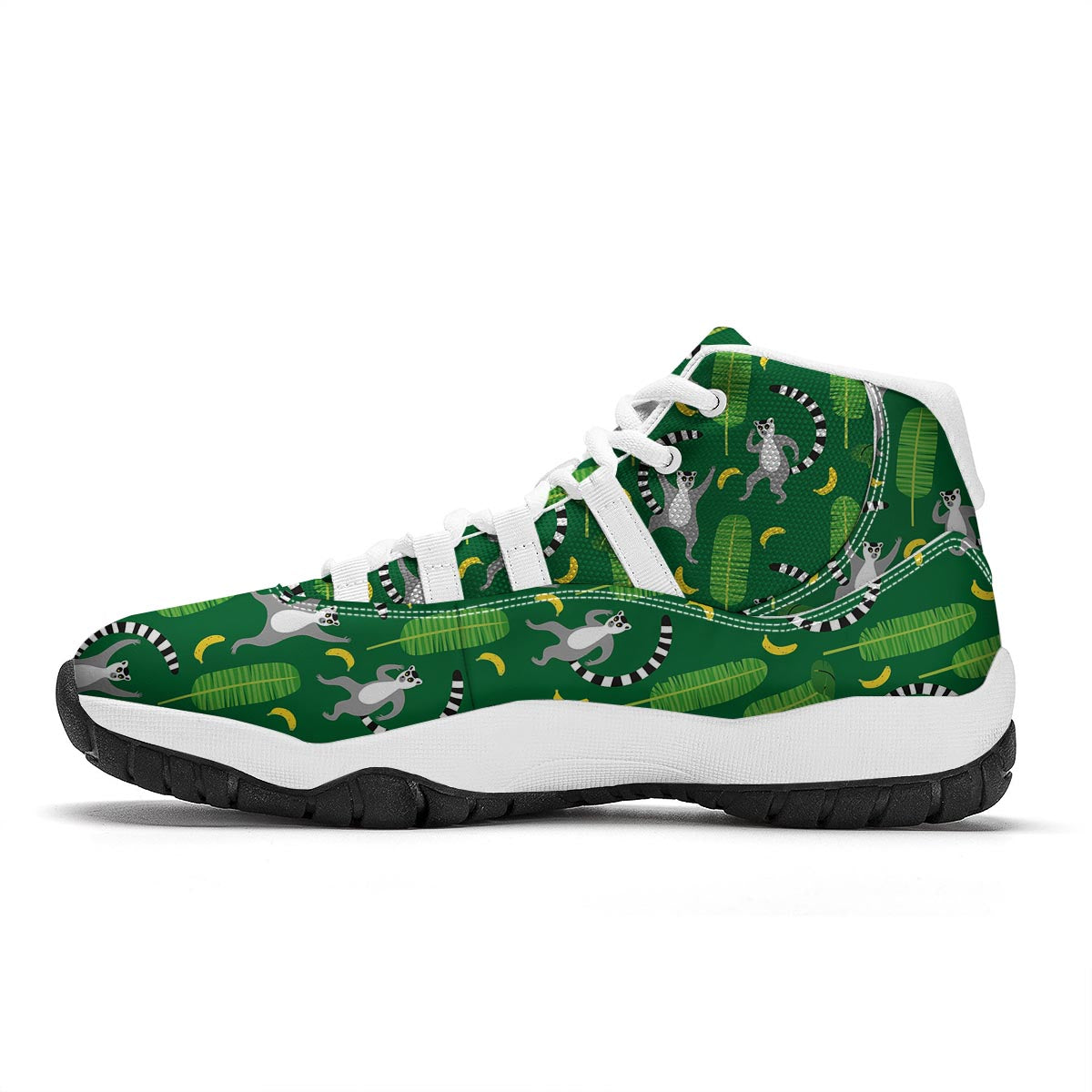 Lemur Print Pattern White Bball Shoes-grizzshop