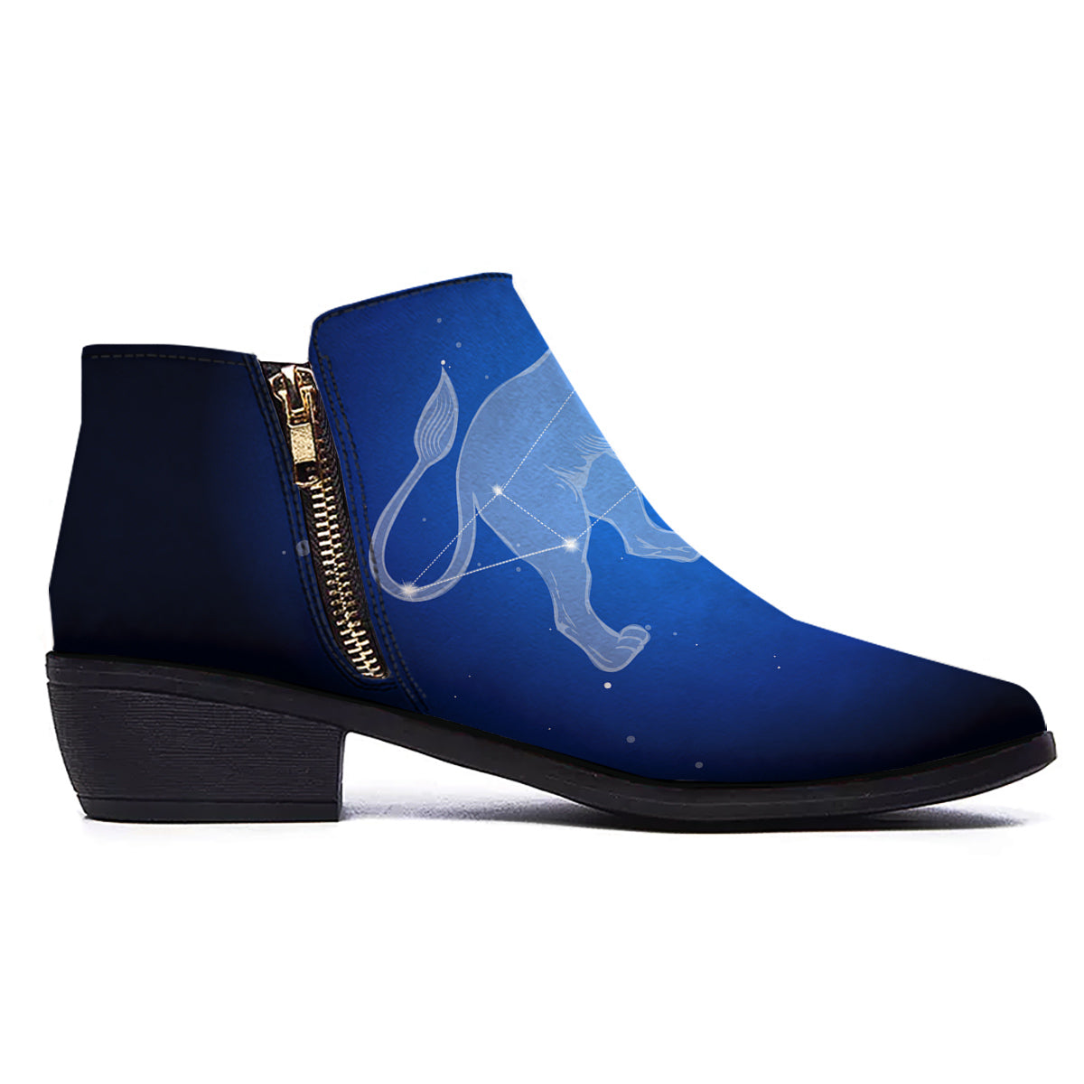 Leo Constellation Print Ankle Boots-grizzshop