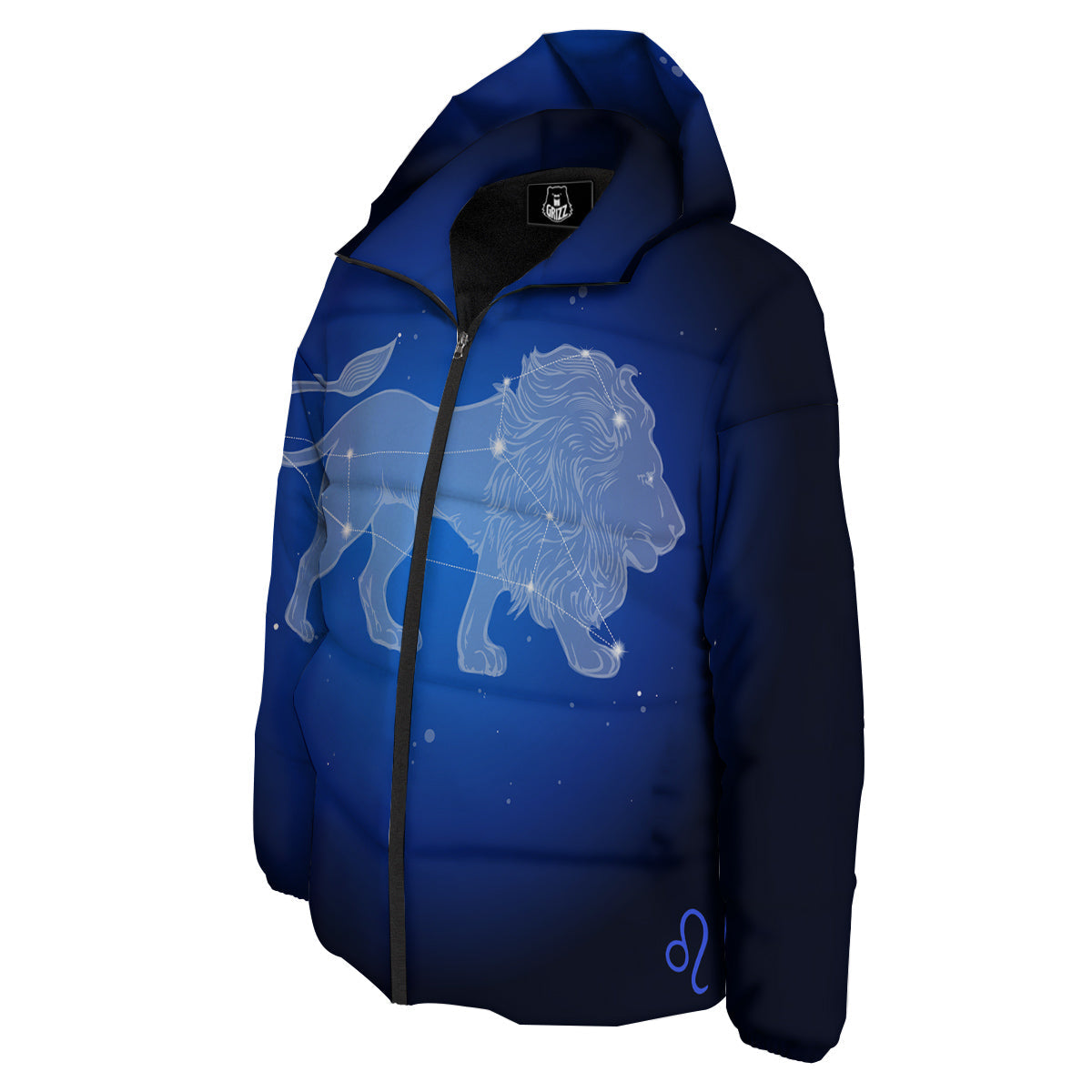 Leo Constellation Print Down Jacket-grizzshop