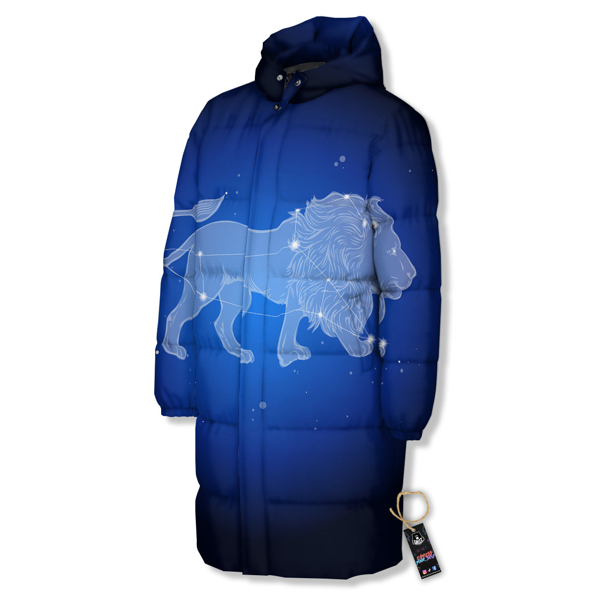 Leo Constellation Print Long Down Jacket-grizzshop