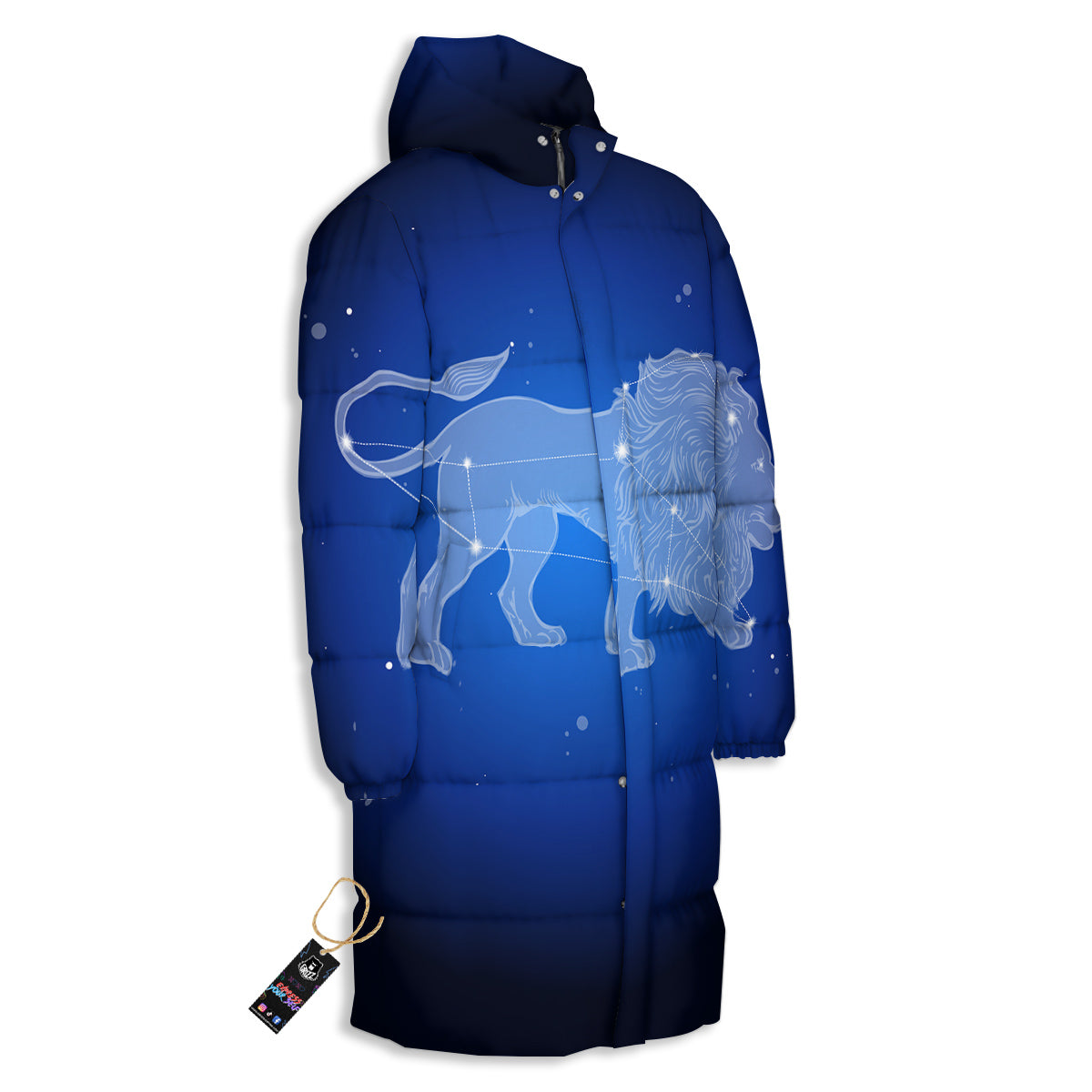 Leo Constellation Print Long Down Jacket-grizzshop