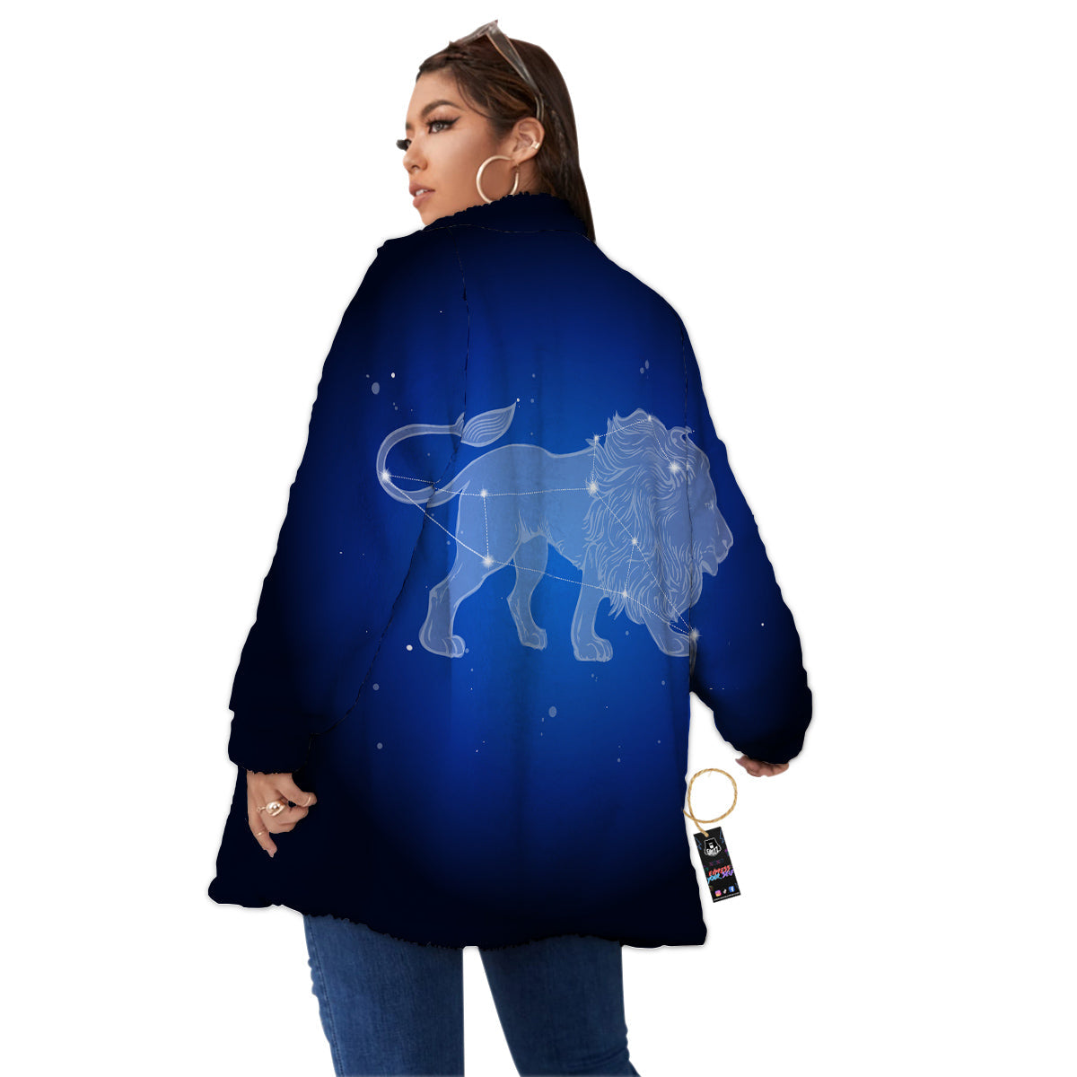 Leo Constellation Print Women's Sherpa Jacket-grizzshop