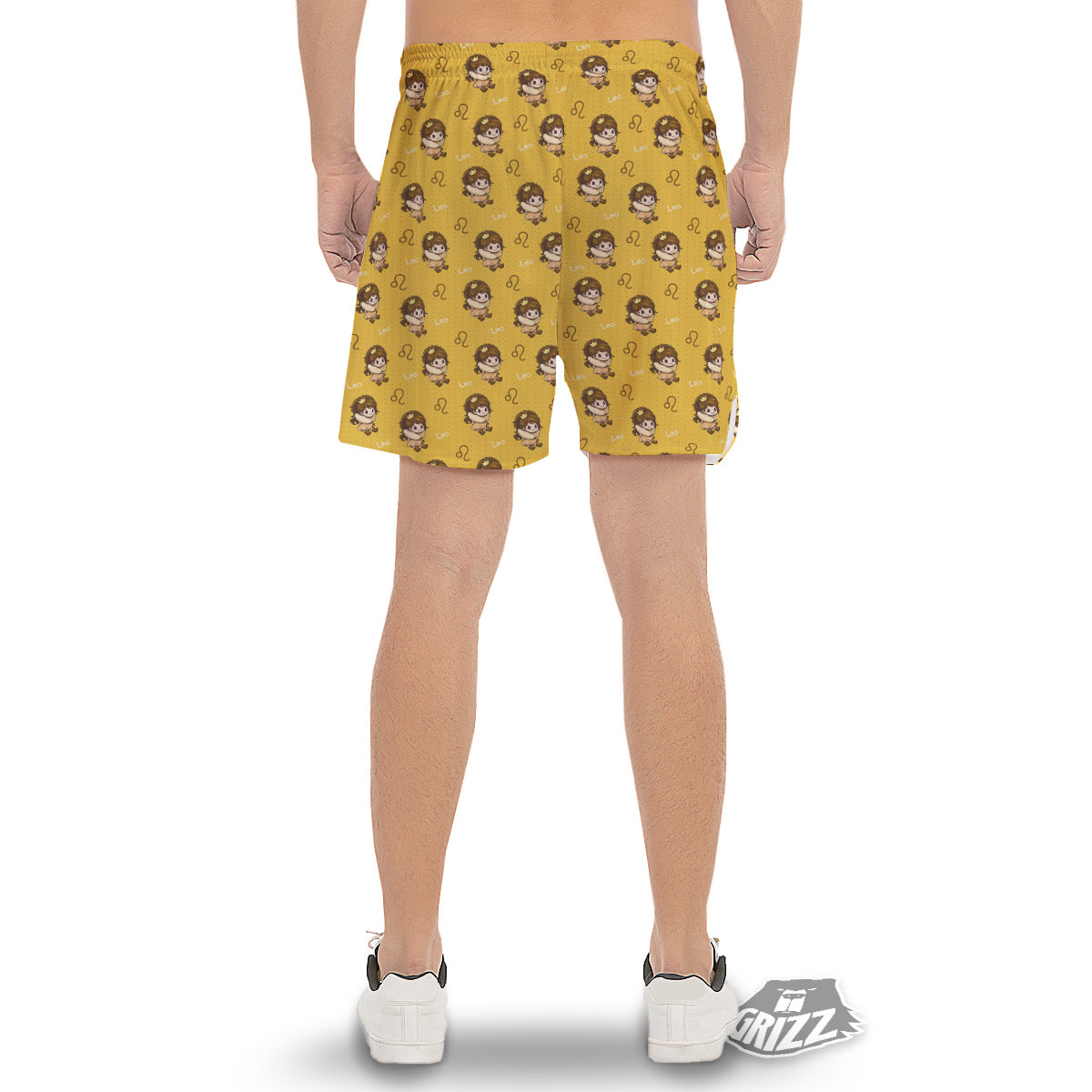 Leo Cute Cartoon Print Pattern Men's Gym Shorts-grizzshop