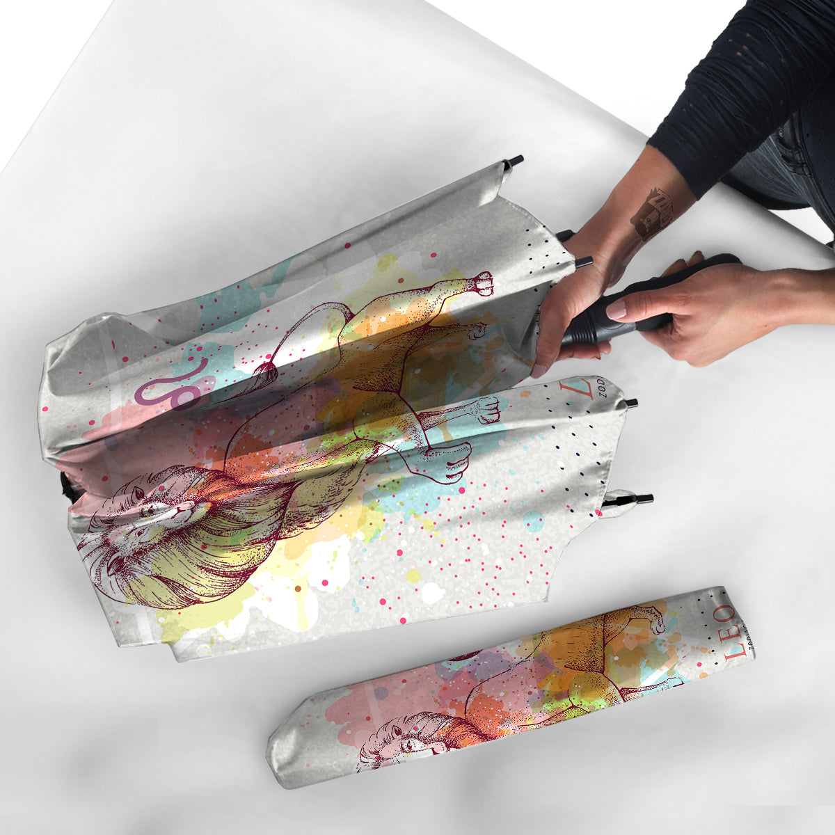 Leo Sign Colorful Print Umbrella-grizzshop