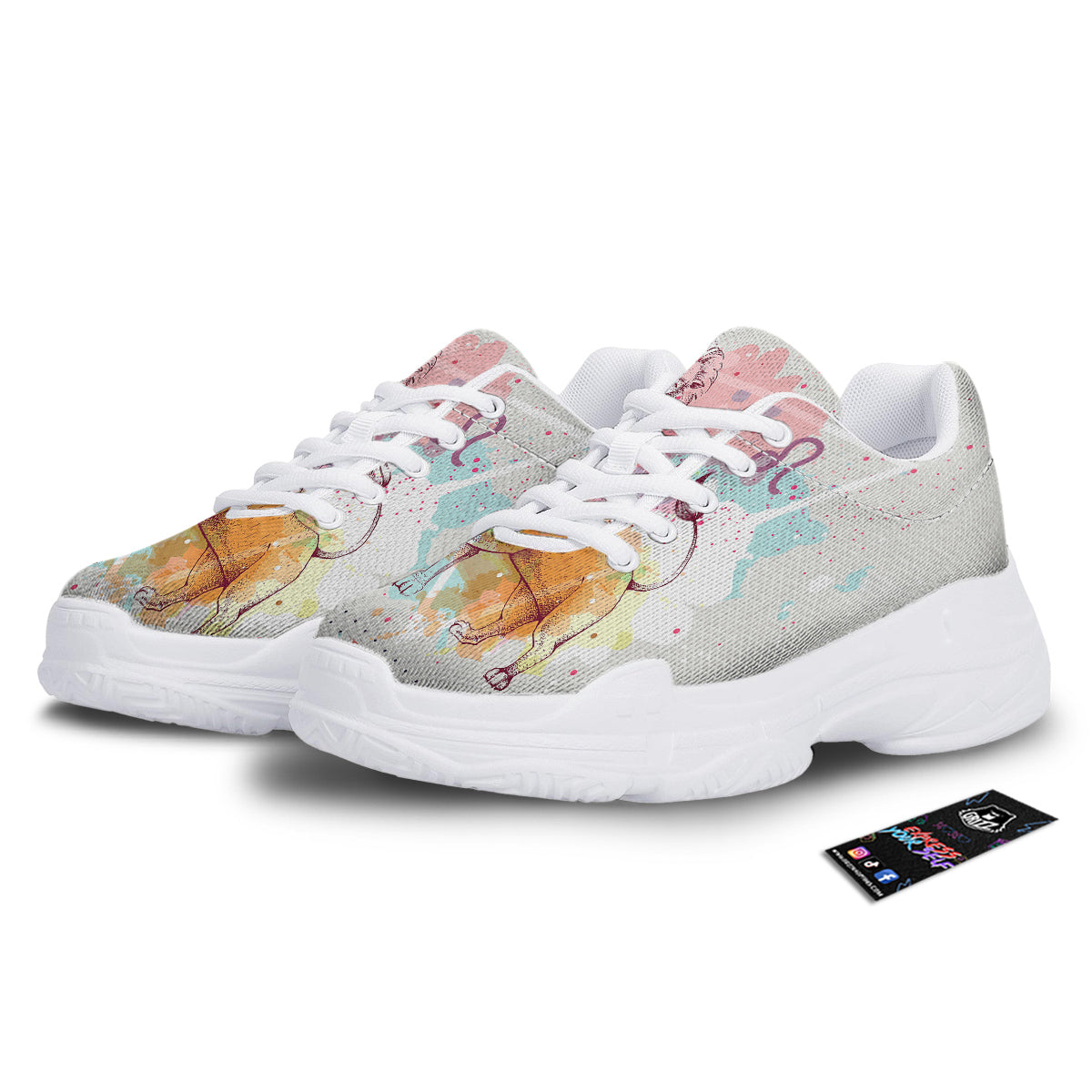 Leo Sign Colorful Print White Chunky Shoes-grizzshop