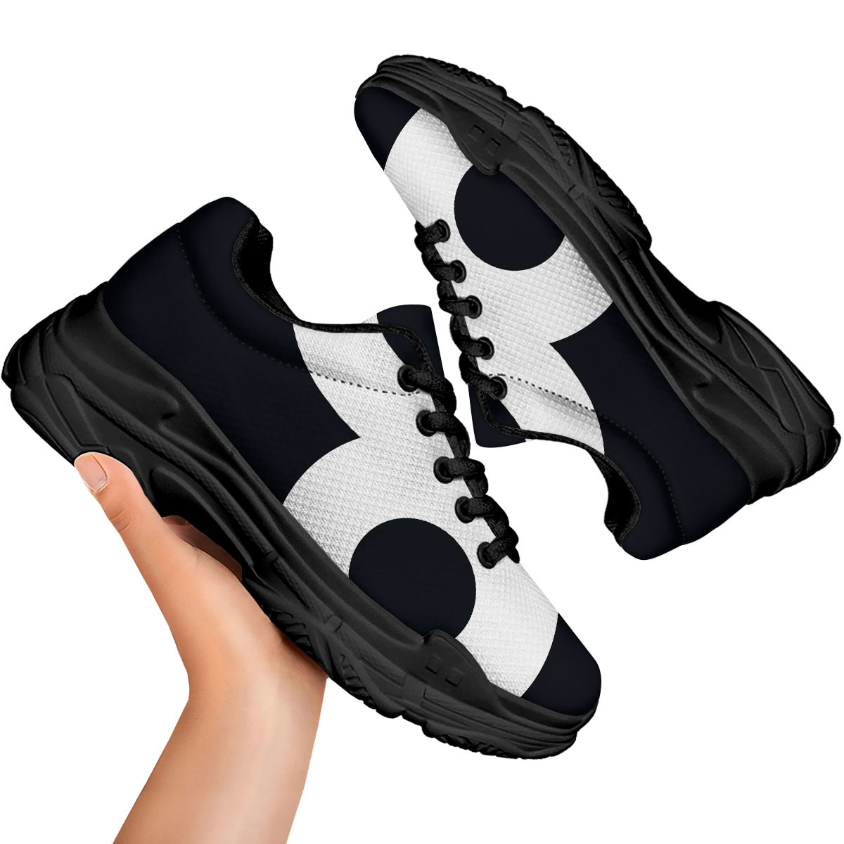 Leo Sign Zodiac White And Black Print Black Chunky Shoes-grizzshop