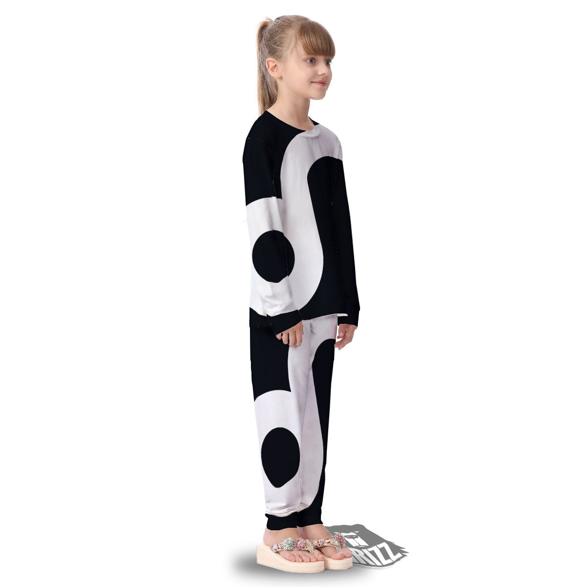 Leo Sign Zodiac White And Black Print Kid's Pajamas-grizzshop