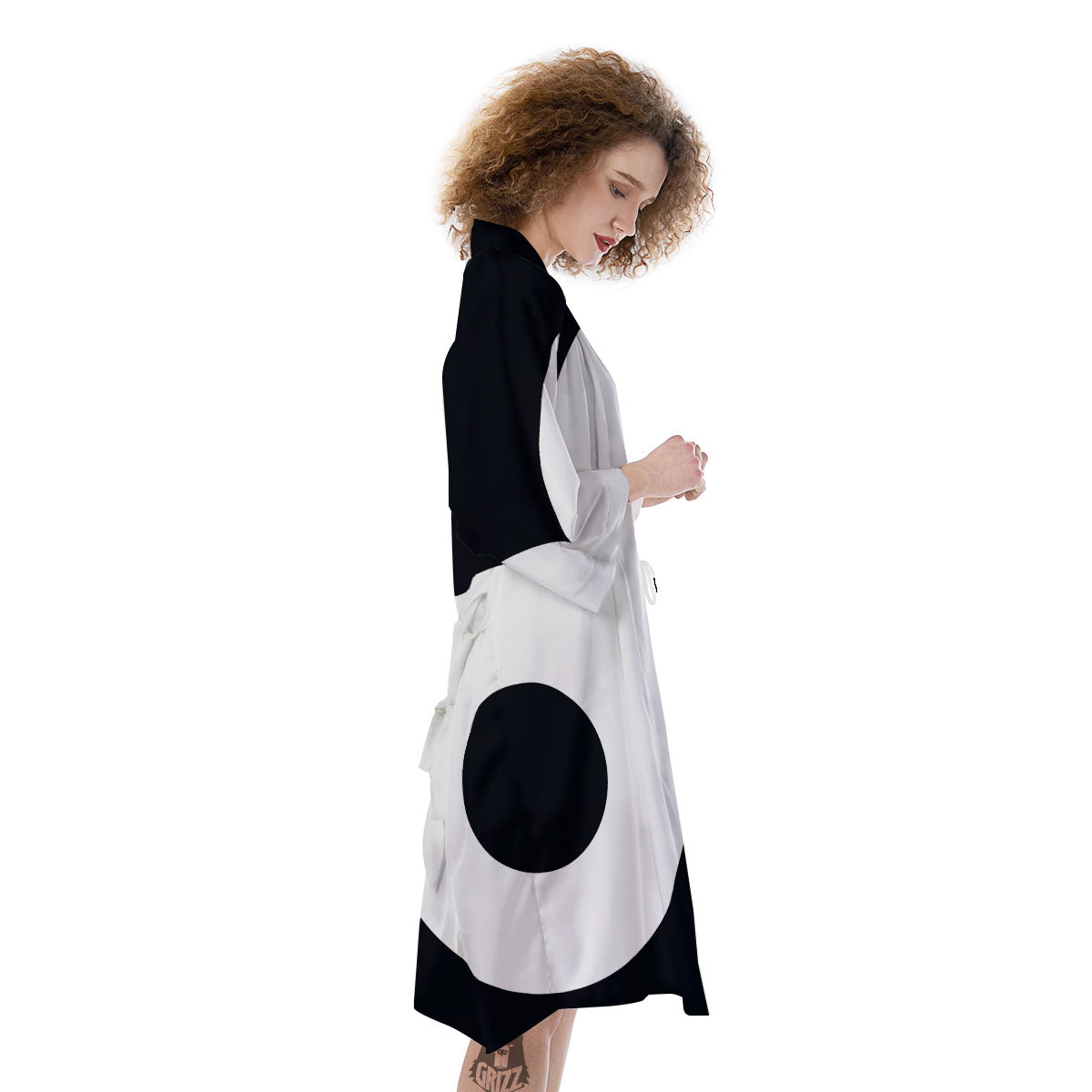Leo Sign Zodiac White And Black Print Kimono-grizzshop