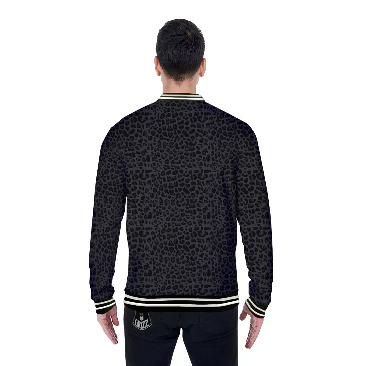 Leopard Black Print Baseball Jacket-grizzshop