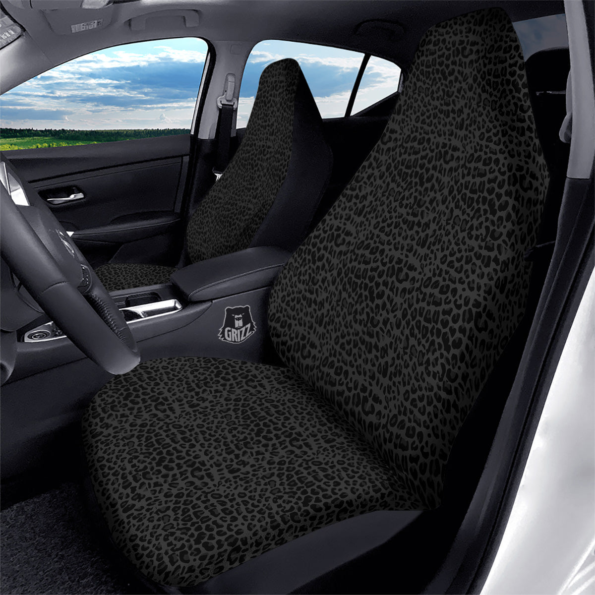Leopard Black Print Car Seat Covers-grizzshop