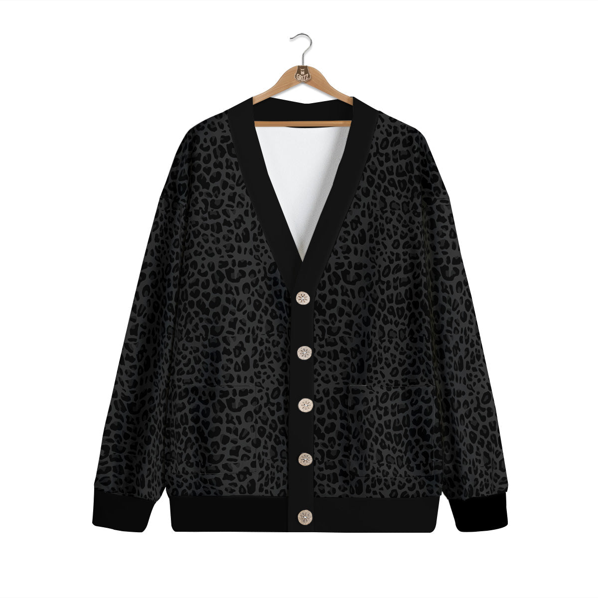Leopard Black Print Cardigan-grizzshop