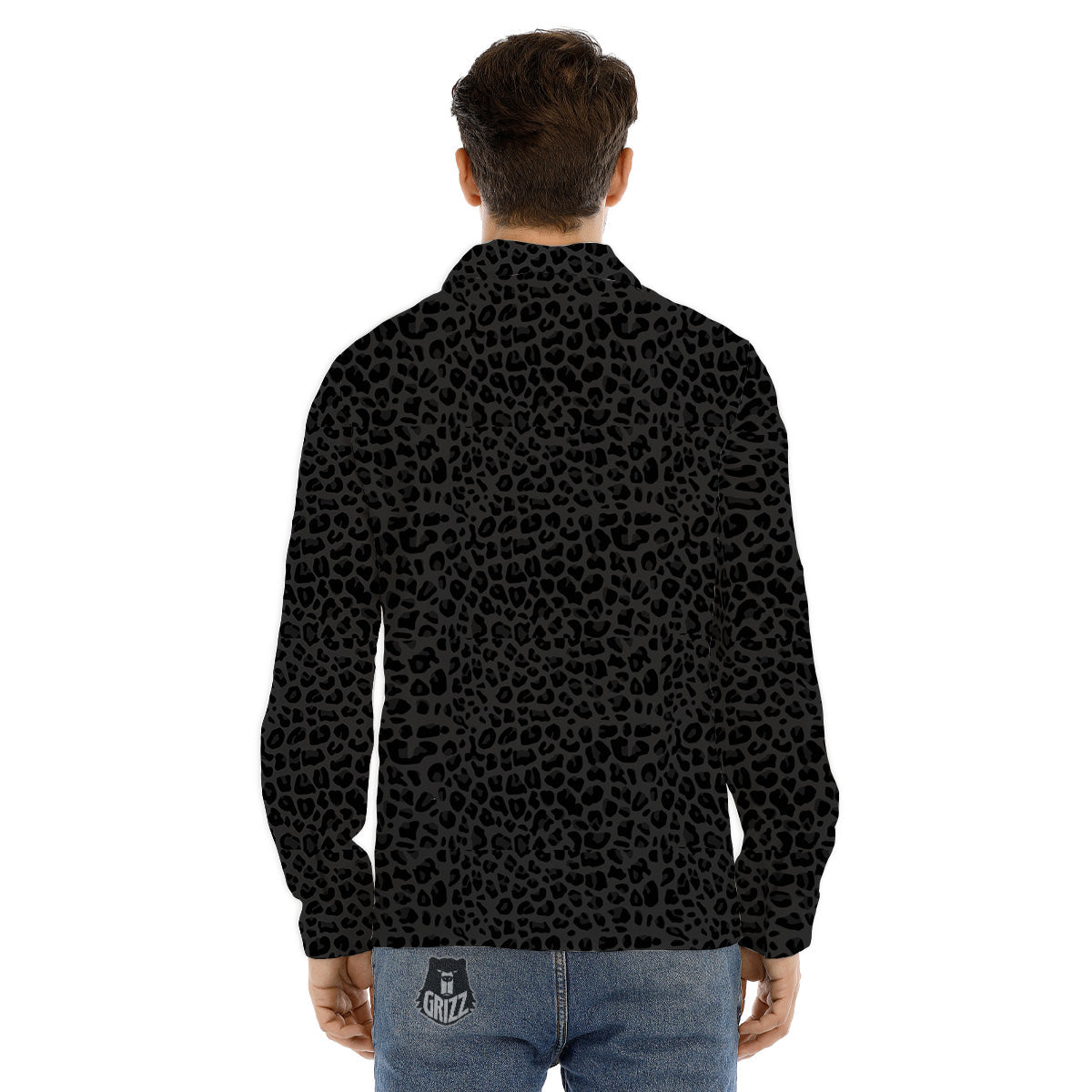 Leopard Black Print Men's Dress Shirts-grizzshop