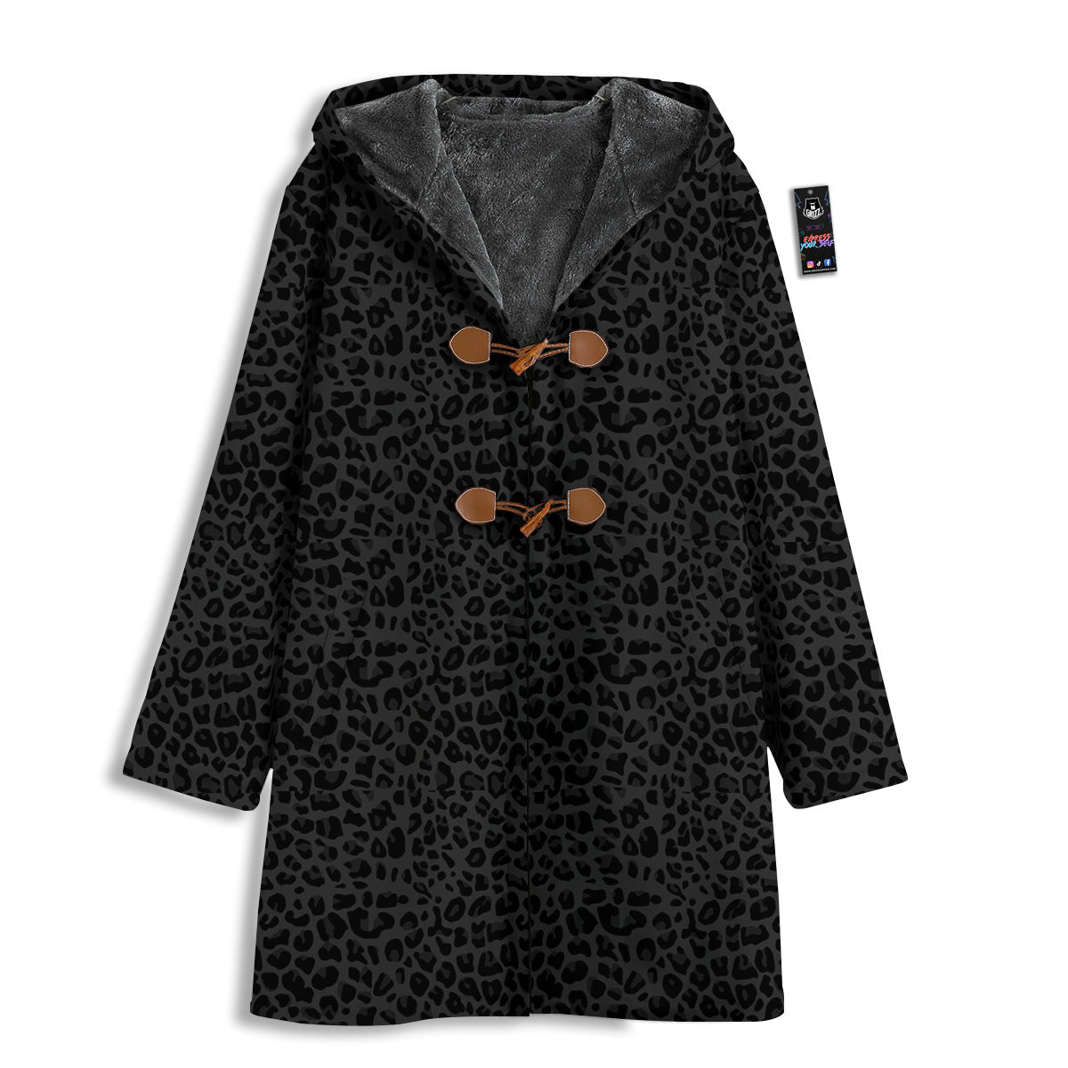 Leopard Black Print Men's Windbreaker Jacket-grizzshop