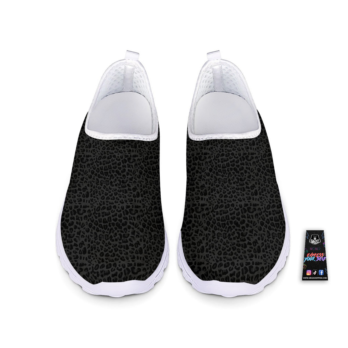 Leopard Black Print Nurse Shoes-grizzshop
