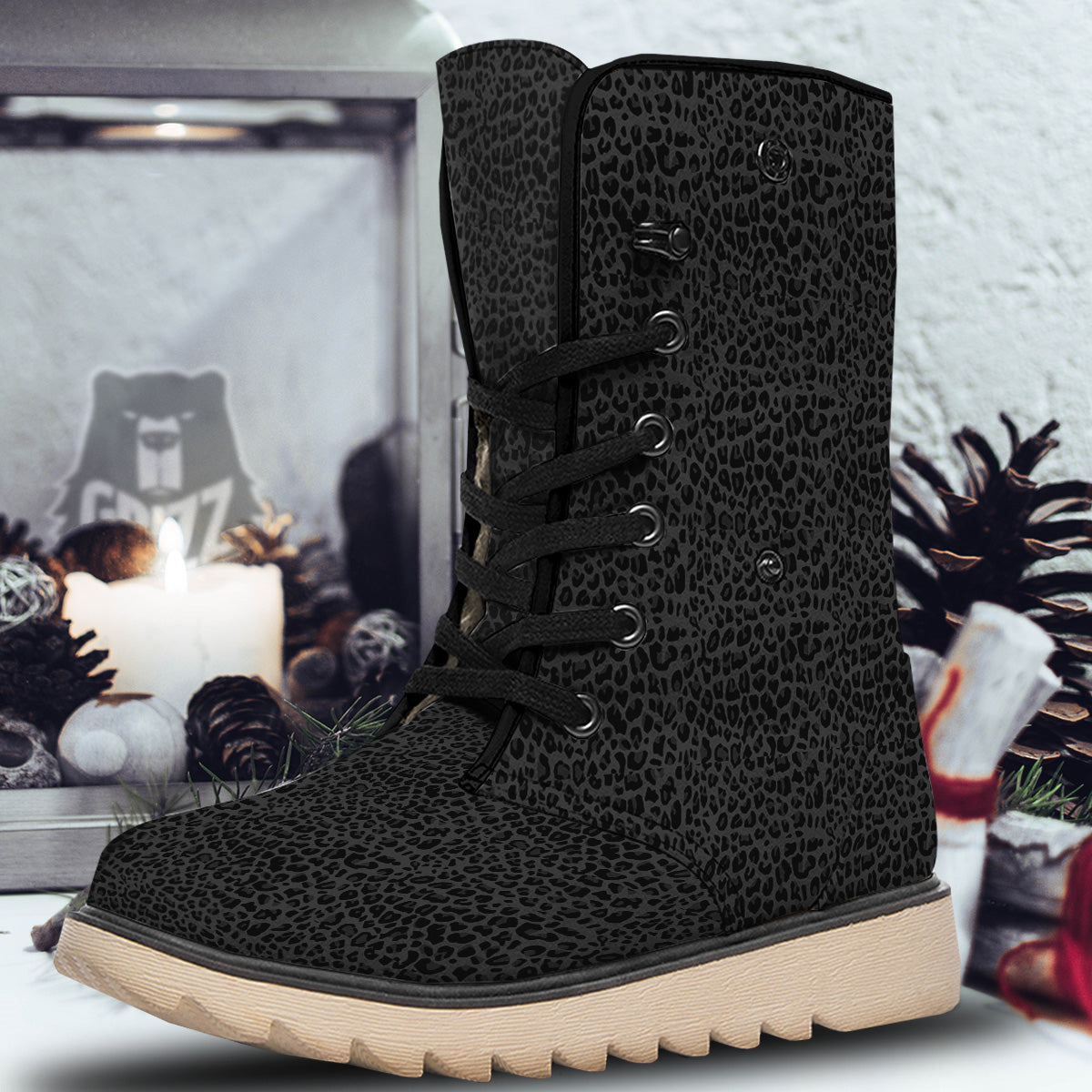 Leopard Black Print Snow Boots-grizzshop