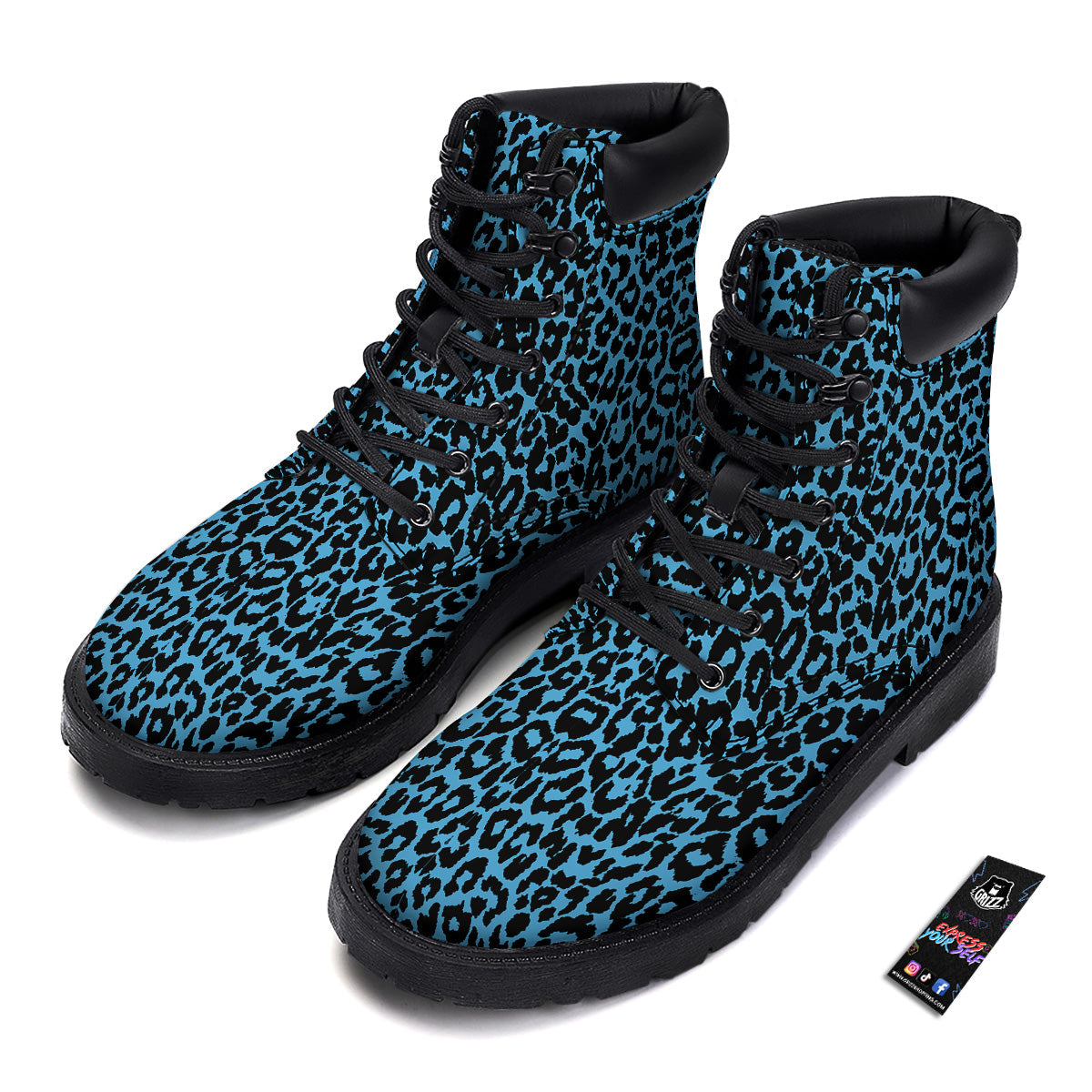Leopard Blue Print Boots-grizzshop