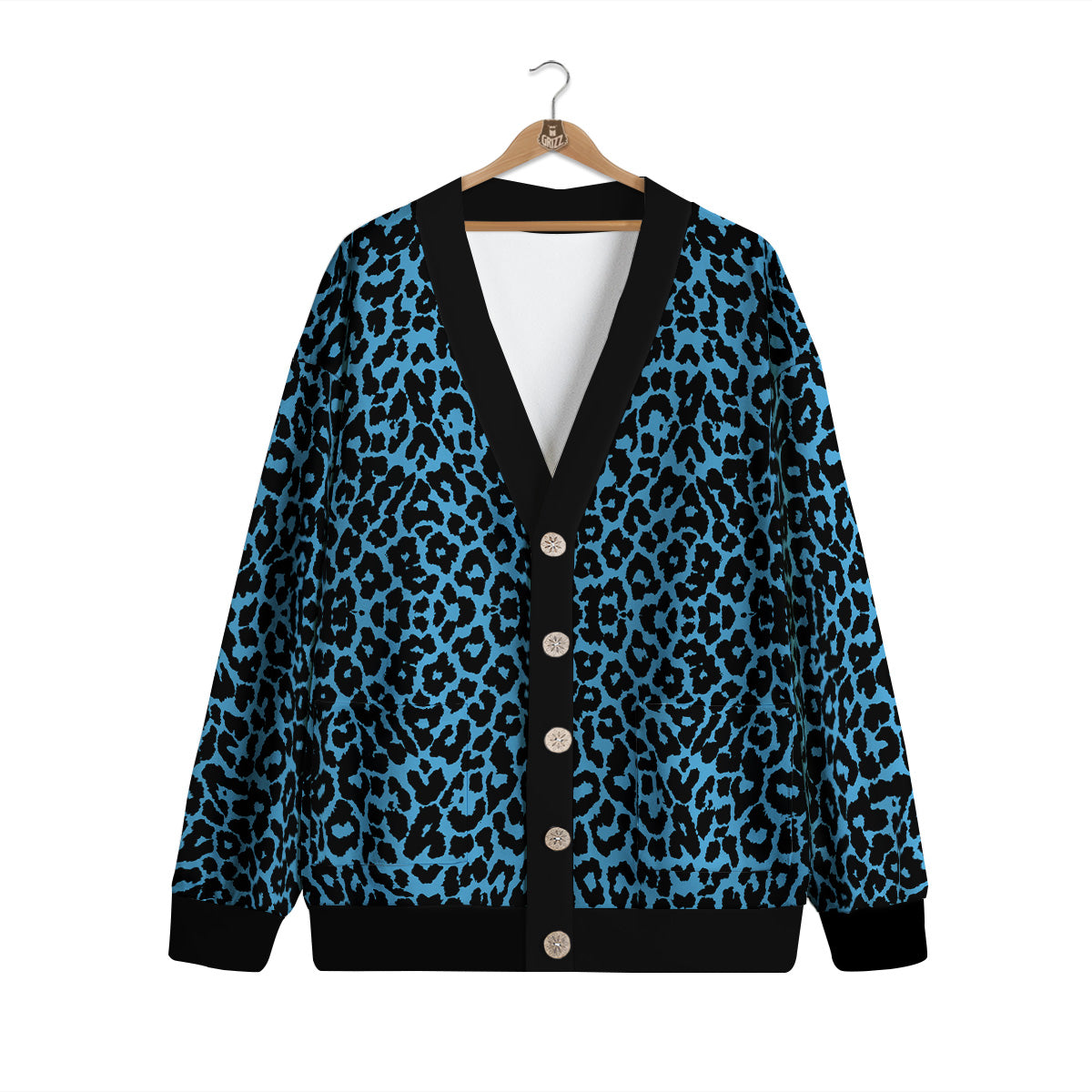 Leopard Blue Print Cardigan-grizzshop
