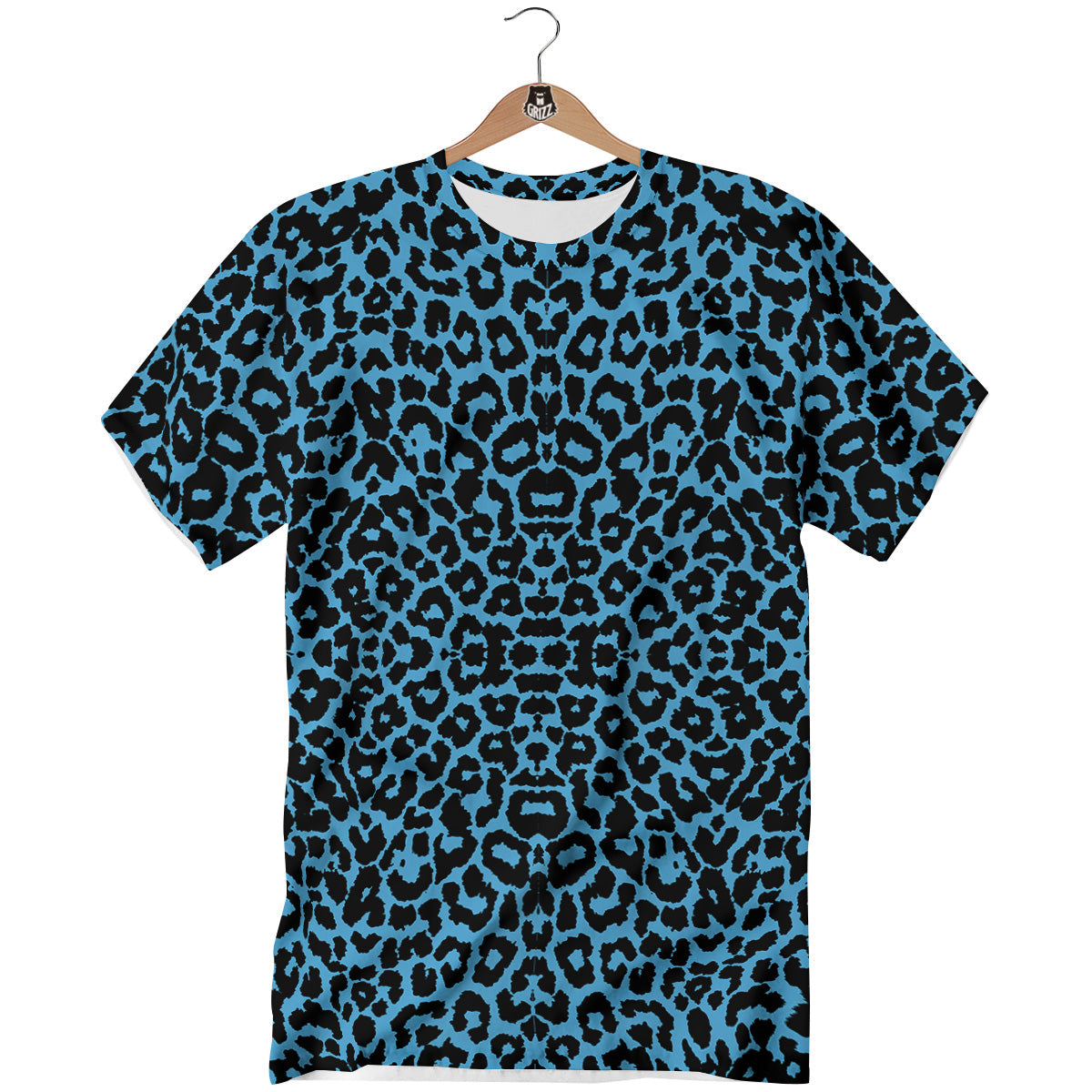Leopard Blue Print T-Shirt-grizzshop